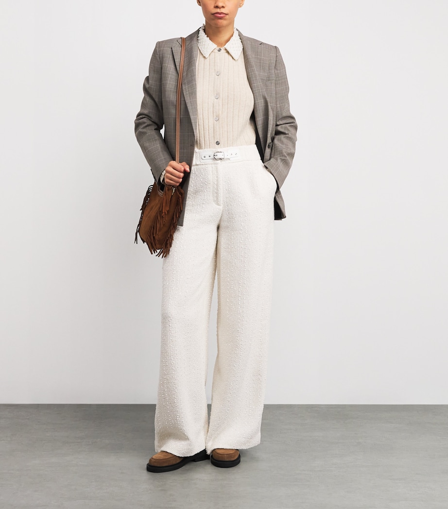 Tweed Belted Wide-Leg Trousers ECRU Image 2