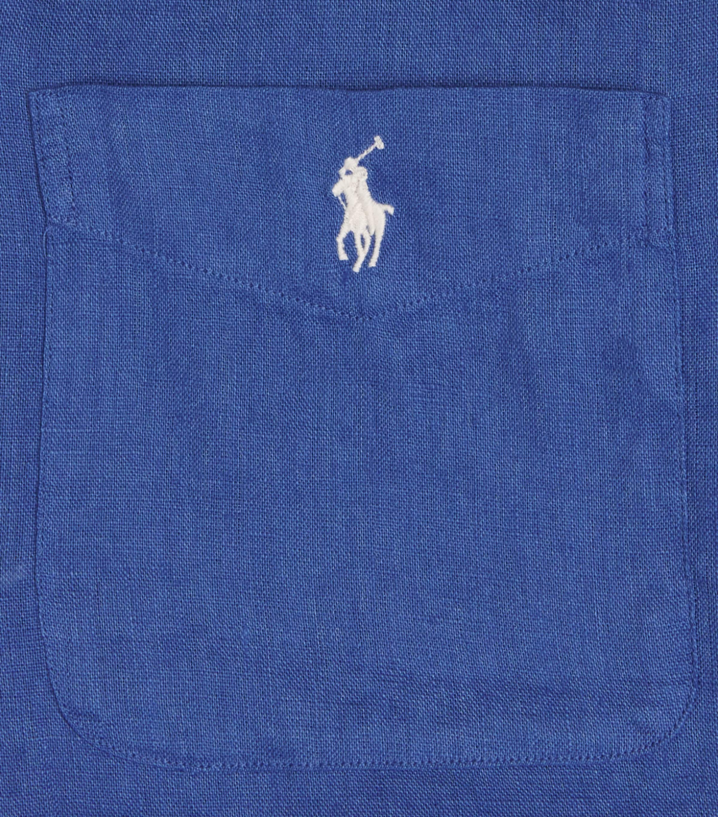 Polo Ralph Lauren Mens Linen Short-Sleeve Classic-Fit Shirt Dusty Azure Image 6