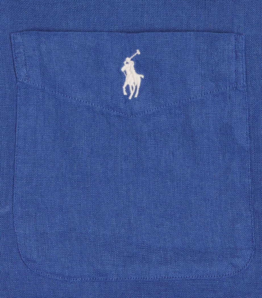 Polo Ralph Lauren Mens Linen Short-Sleeve Classic-Fit Shirt Dusty Azure Image 6