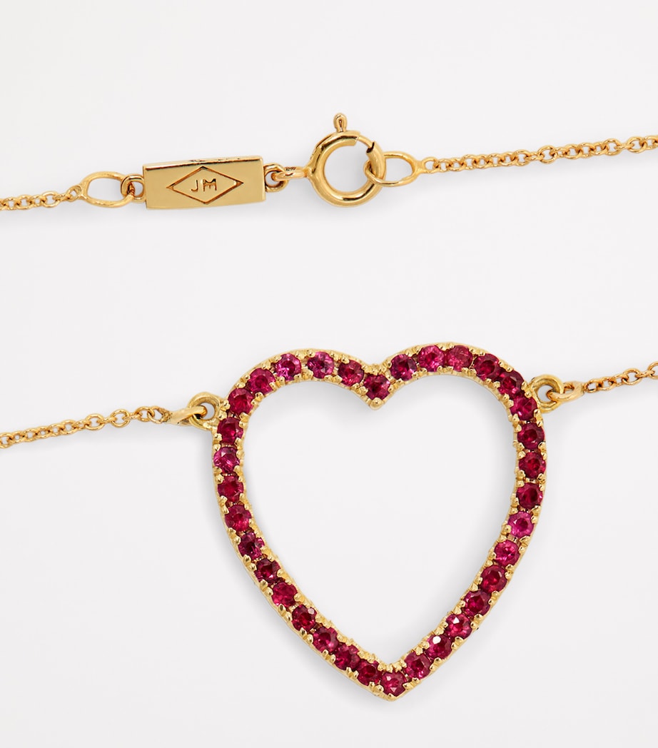 Large Yellow Gold and Ruby Edith Open Heart Necklace YELLOW GOLD Image 5