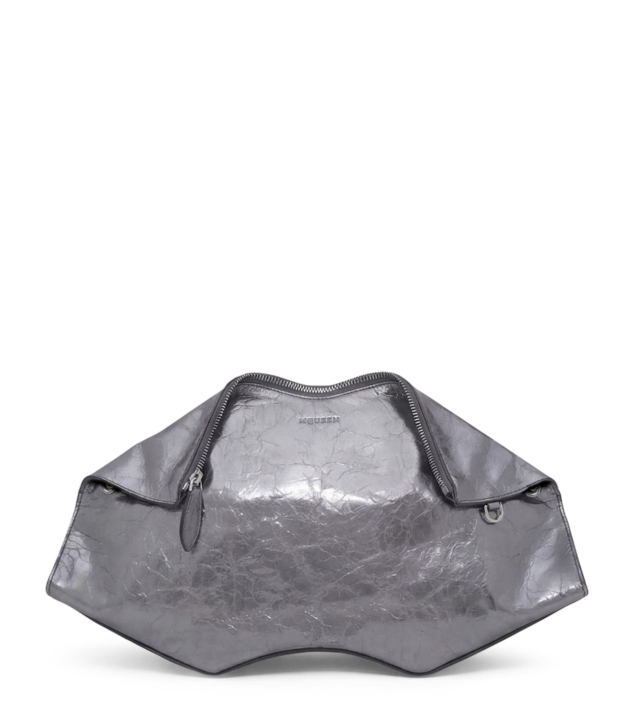 McQueen Cracked Metallic Leather Manta Pouch Image 1