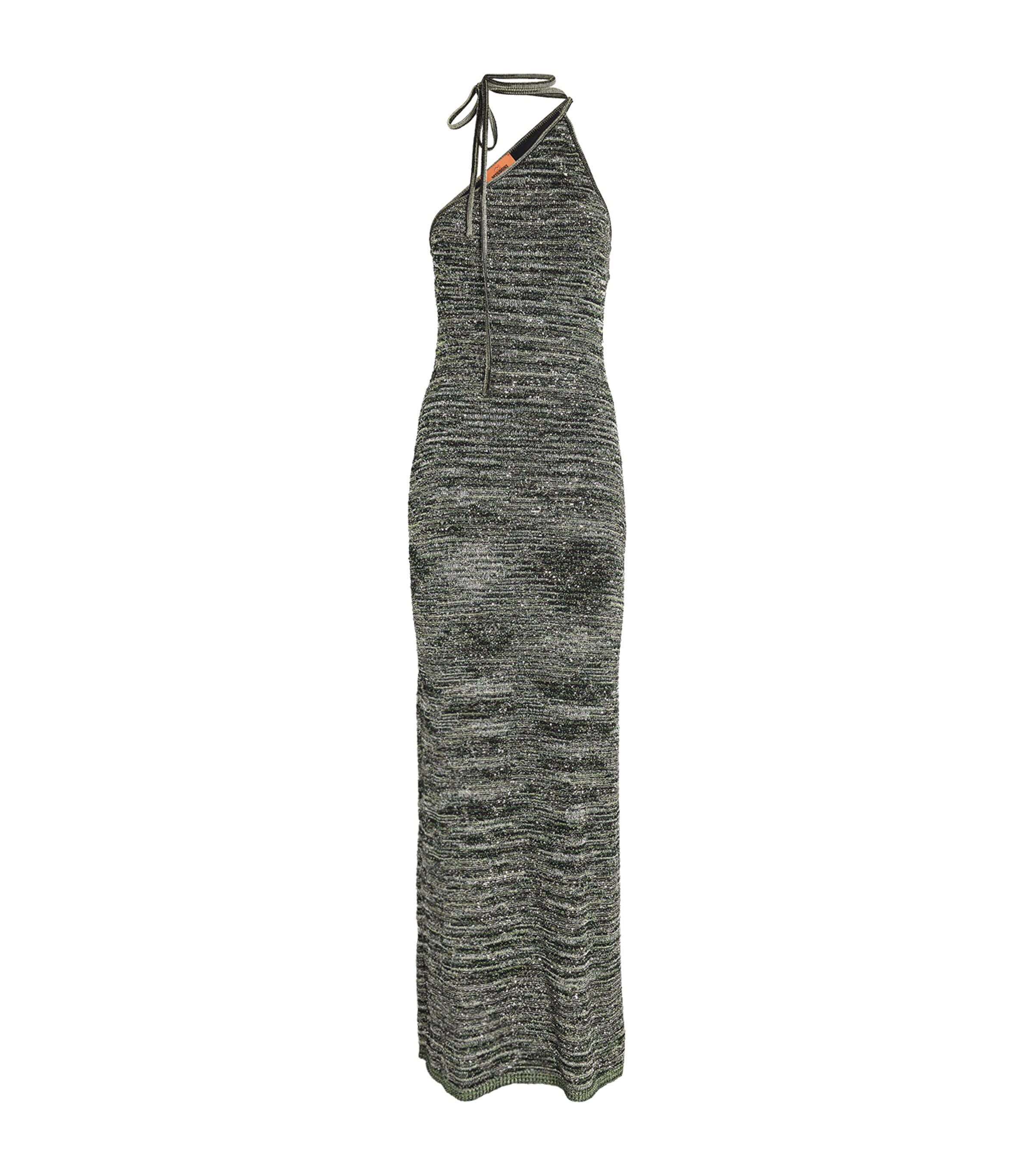 Missoni Womens Sequinned Asymmetric Maxi Dress Blck/grn Image 1