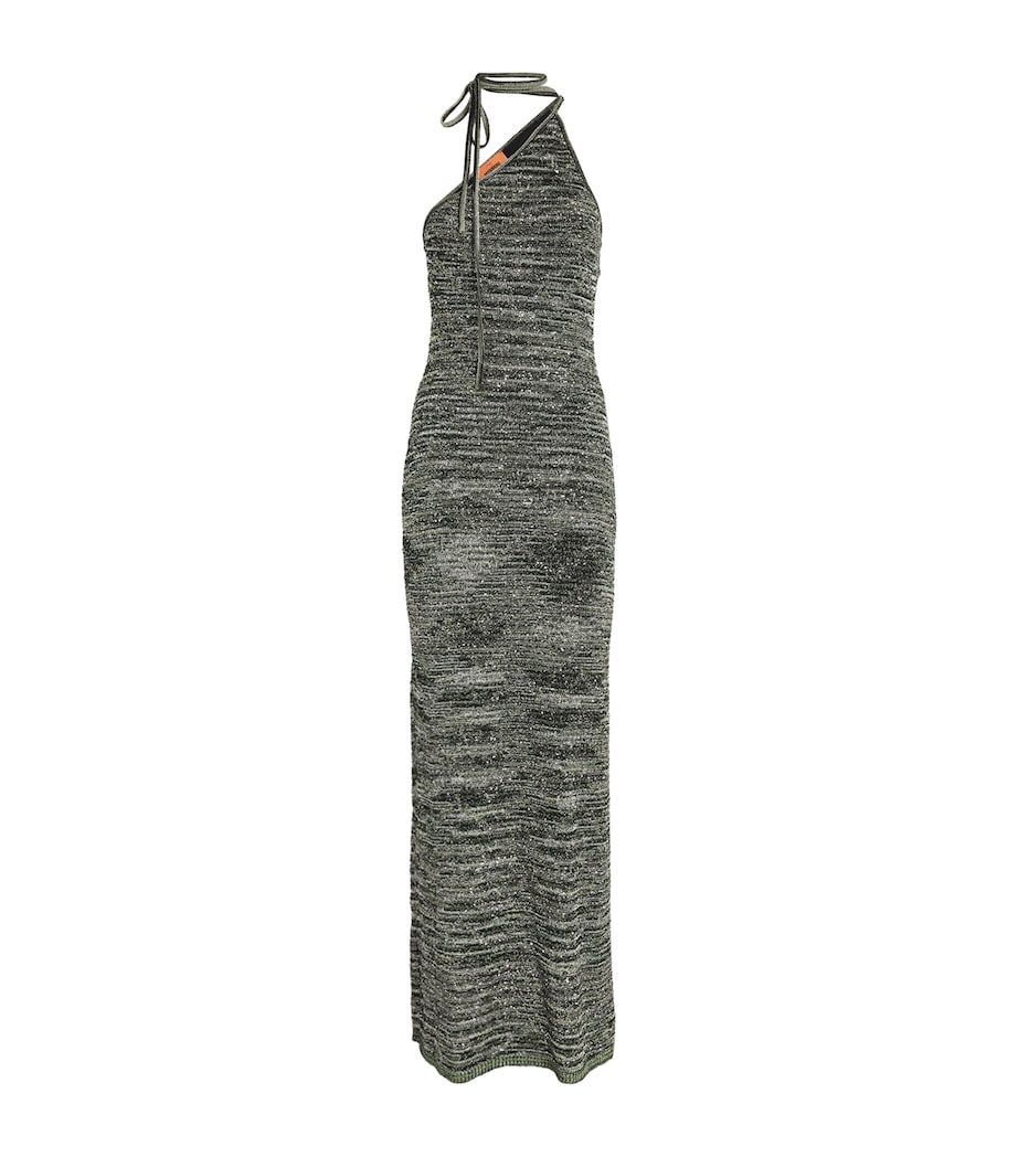 Missoni Womens Sequinned Asymmetric Maxi Dress Blck/grn Image 1