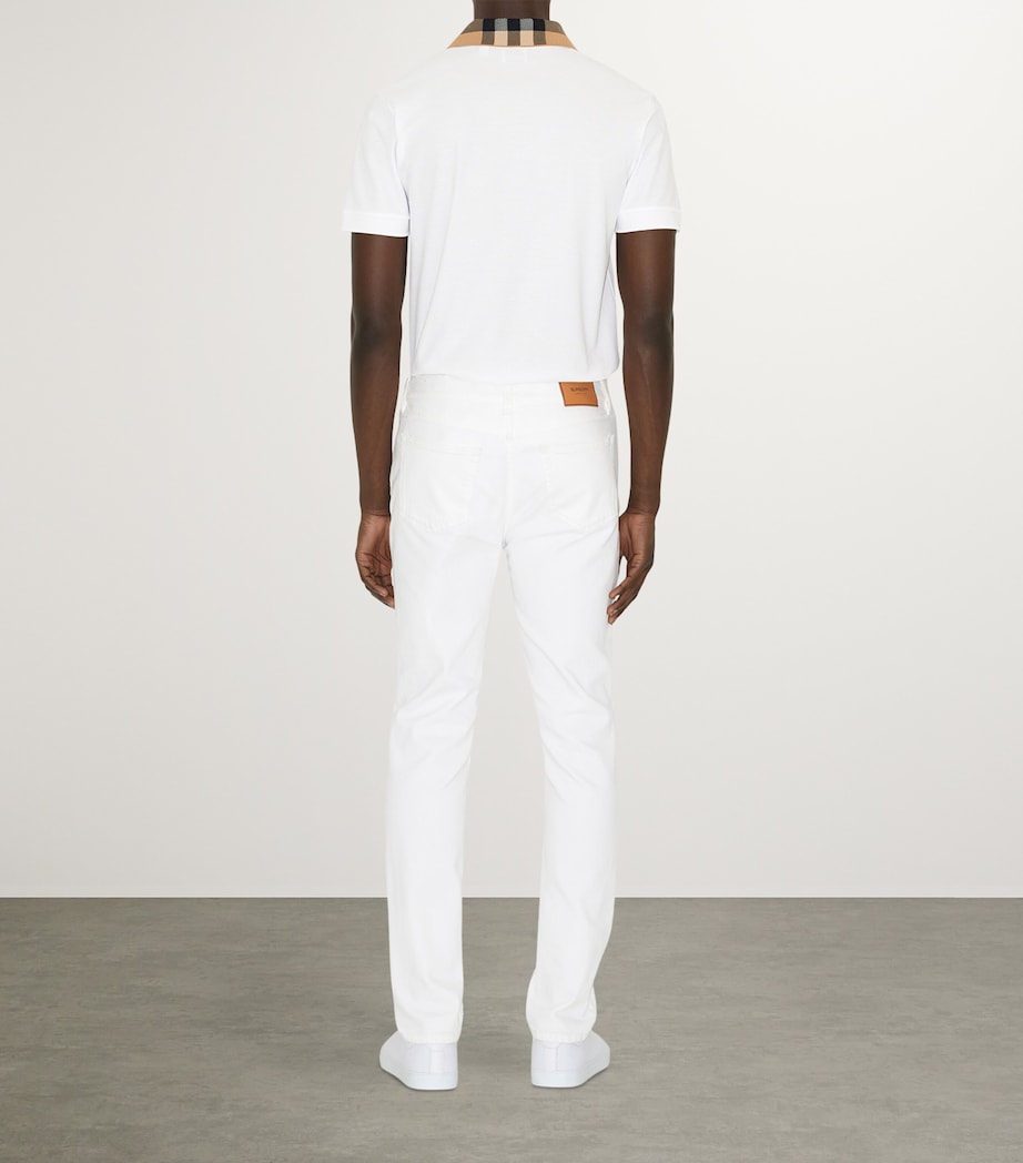 Cotton Check-Collar Polo Shirt WHITE Image 4