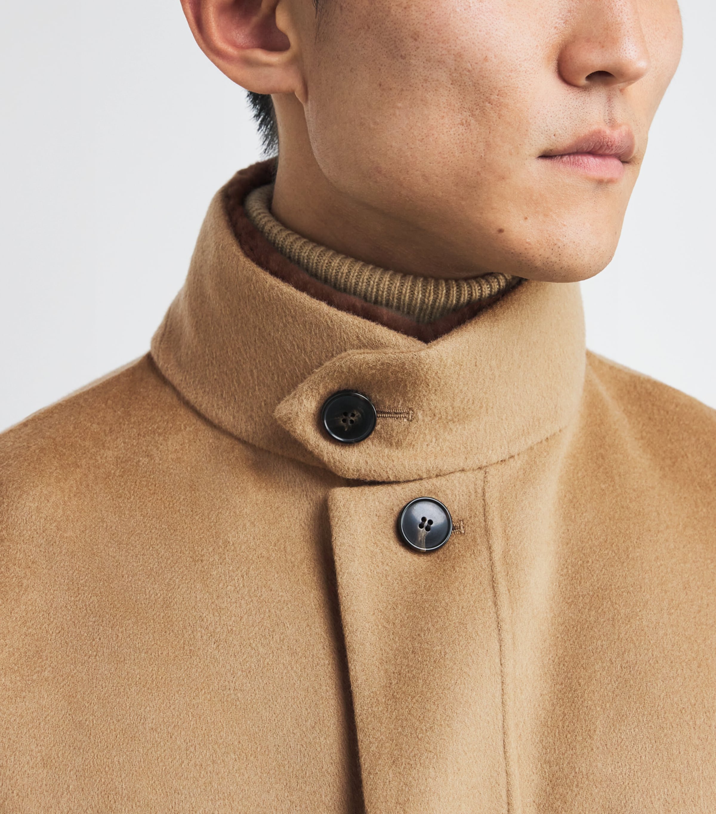 Wool-Cashmere Mink-Collar Overcoat A2150 TOAST Image 6