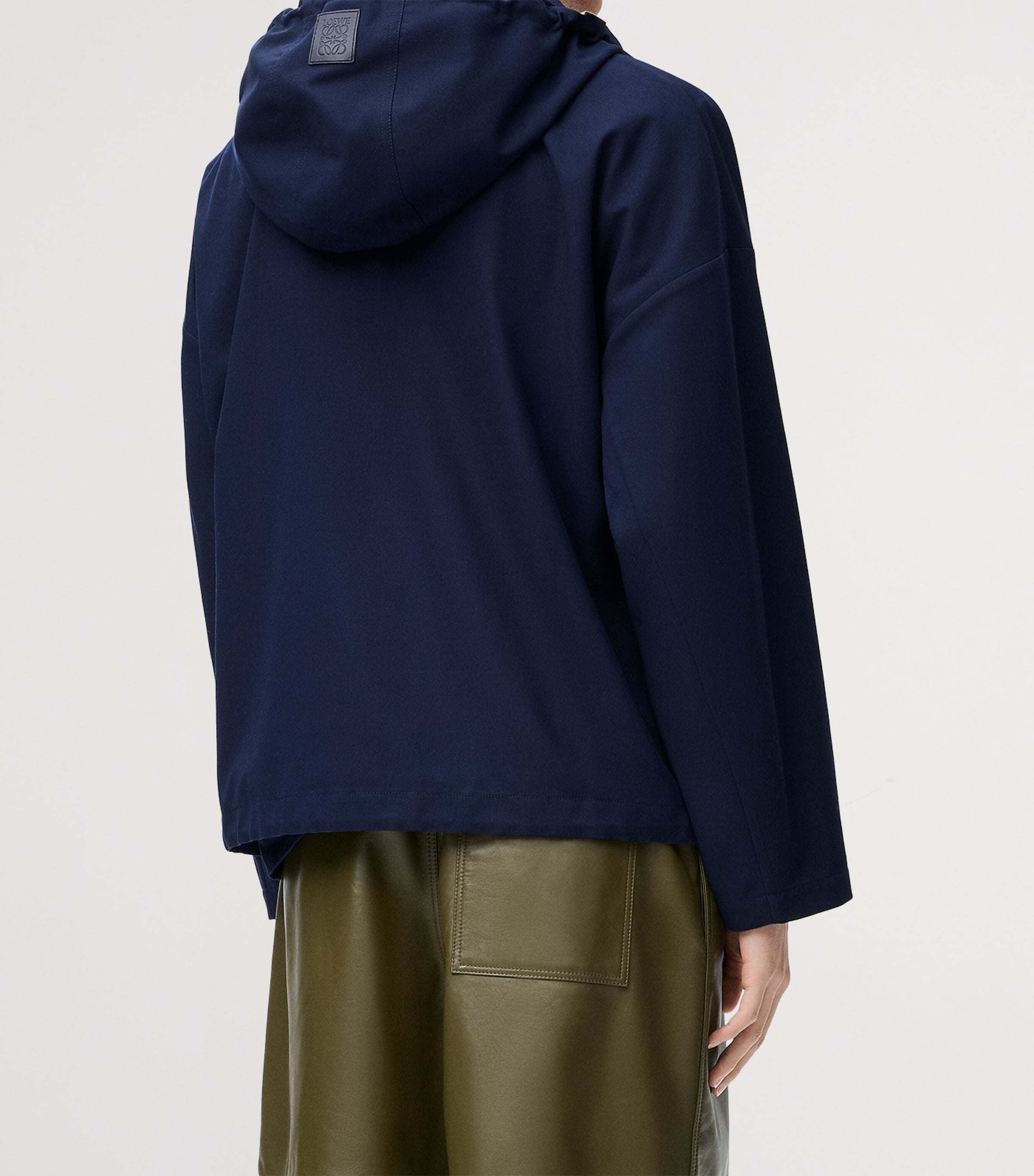 Cotton Hooded Jacket NAVY/BEIGE Image 4