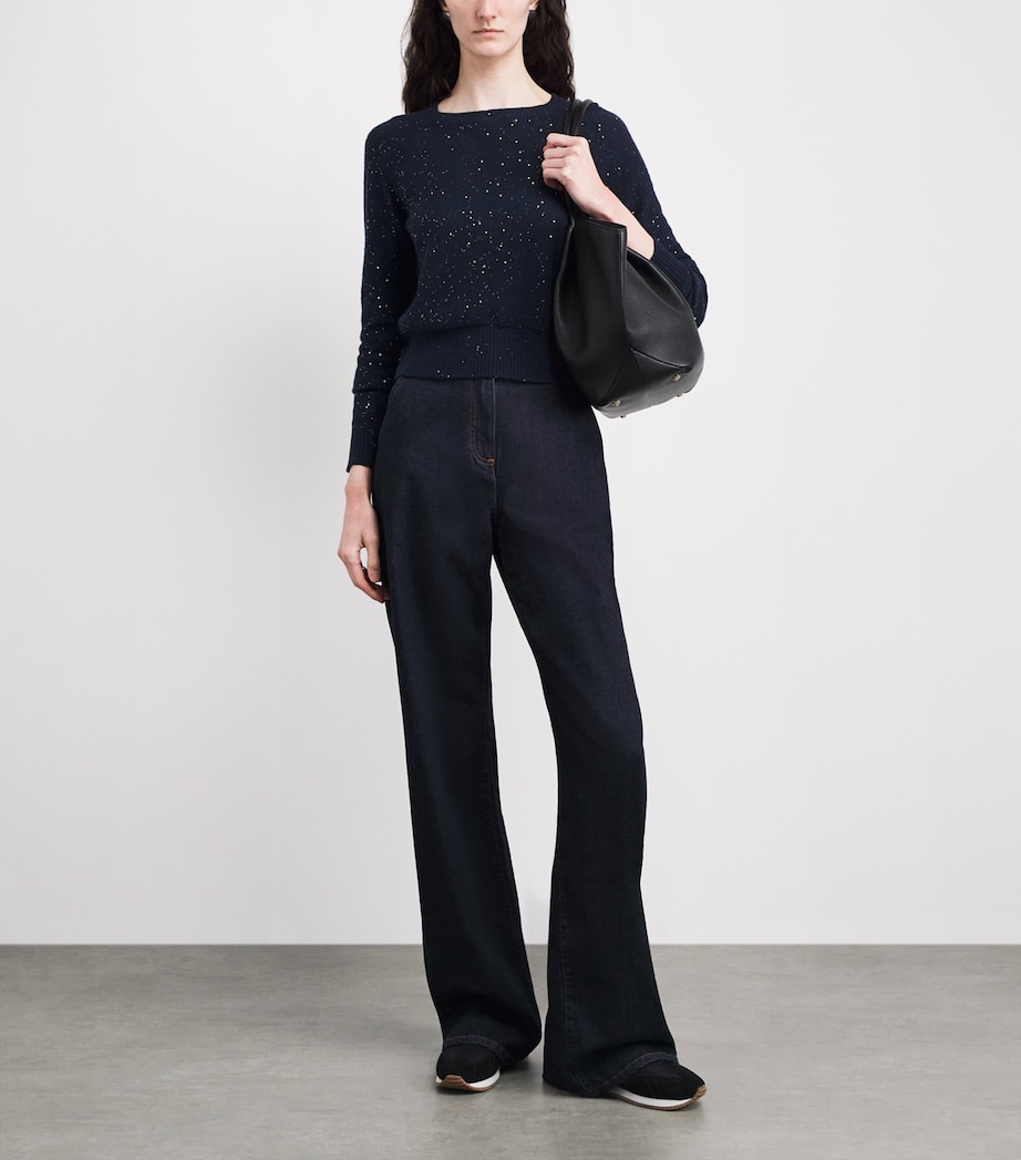 Cashmere Sequin Sweater BLUE Image 2