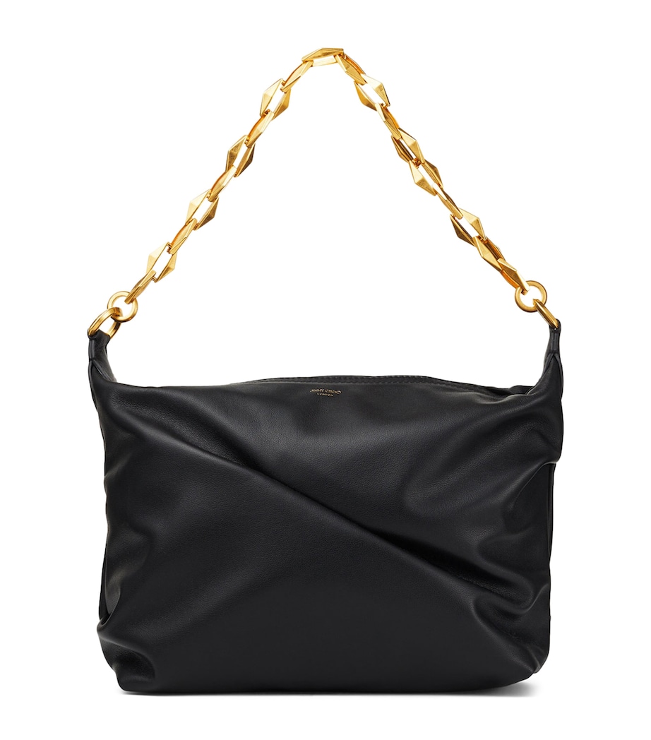 Leather Diamond Shoulder Bag BLACK/GOLD Image 1