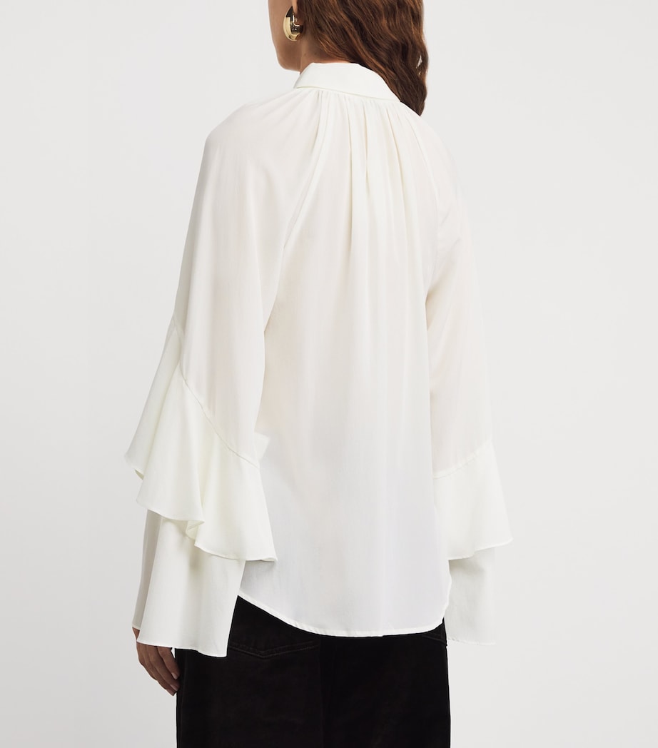 Silk Ruffle Demaris Blouse DOVE Image 4