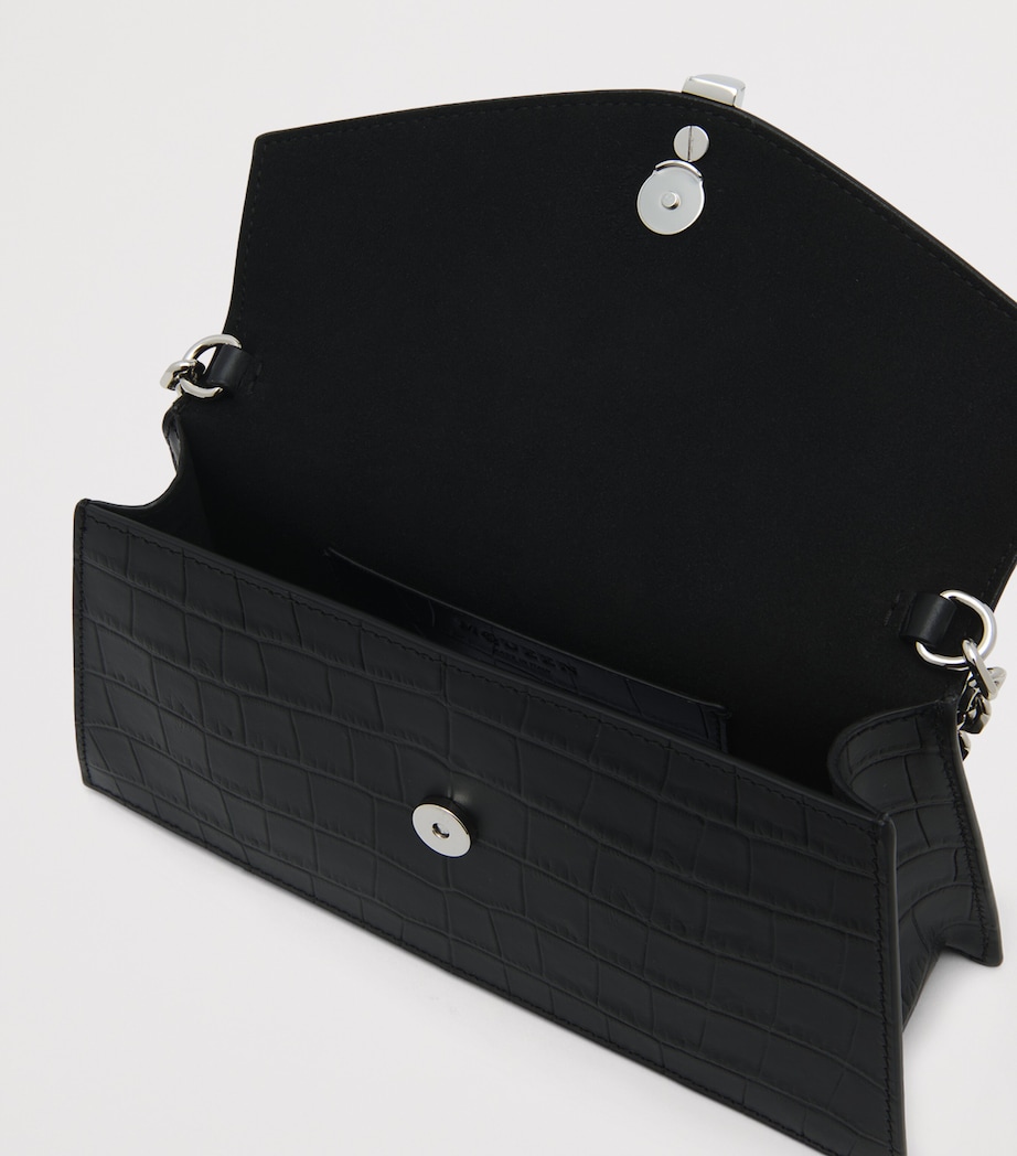 McQueen Mini Croc-Embossed Skull Shoulder Bag Image 6