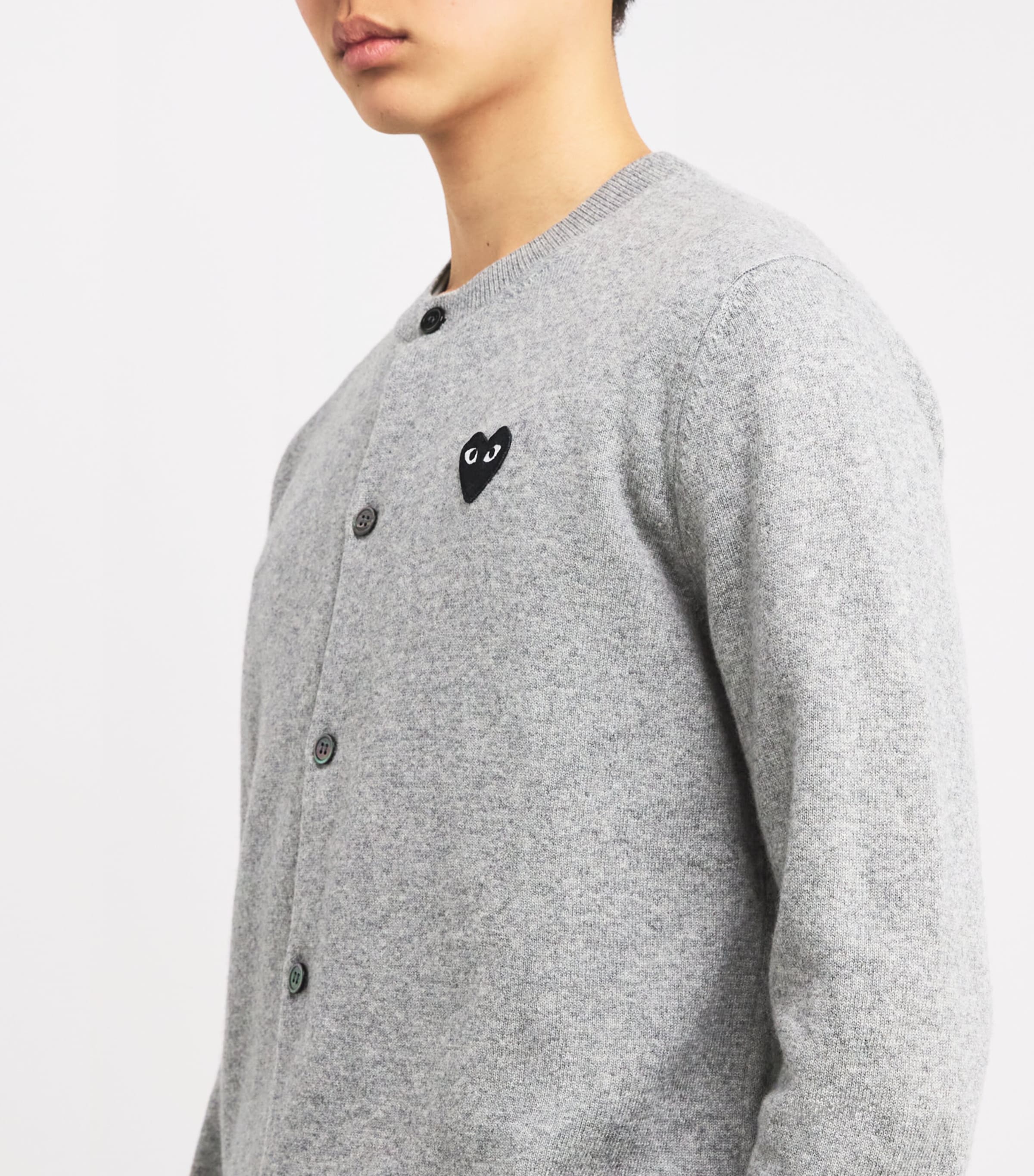 Comme Des Garçons Play Mens Wool Heart Cardigan Lt Grey Image 6