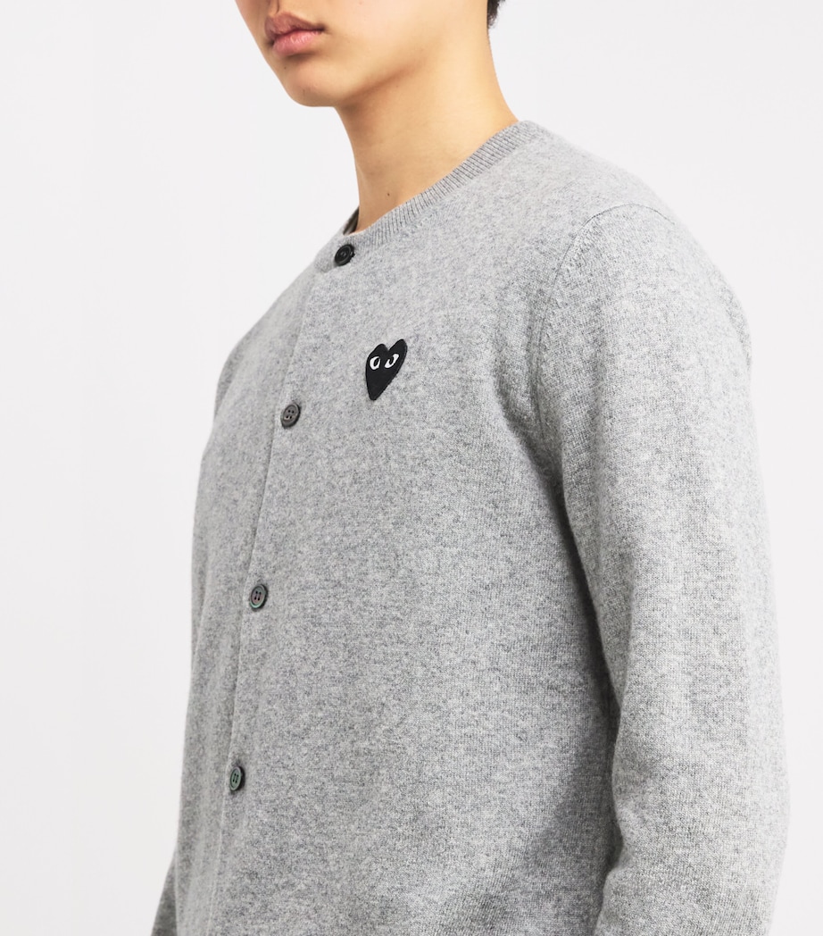 Comme Des Garçons Play Mens Wool Heart Cardigan Lt Grey Image 6