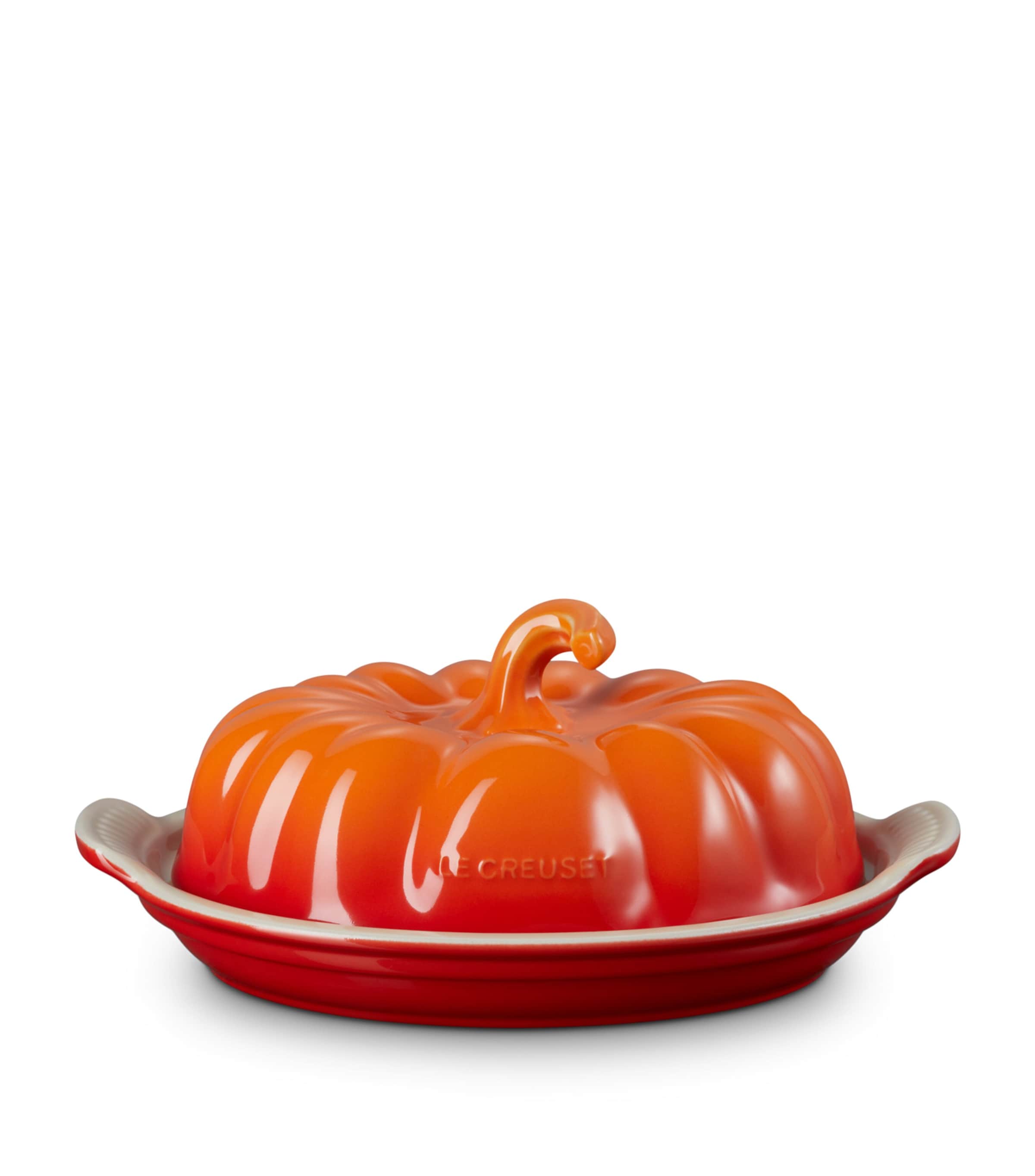 Le Creuset Stoneware Pumpkin Butter Dish In Orange