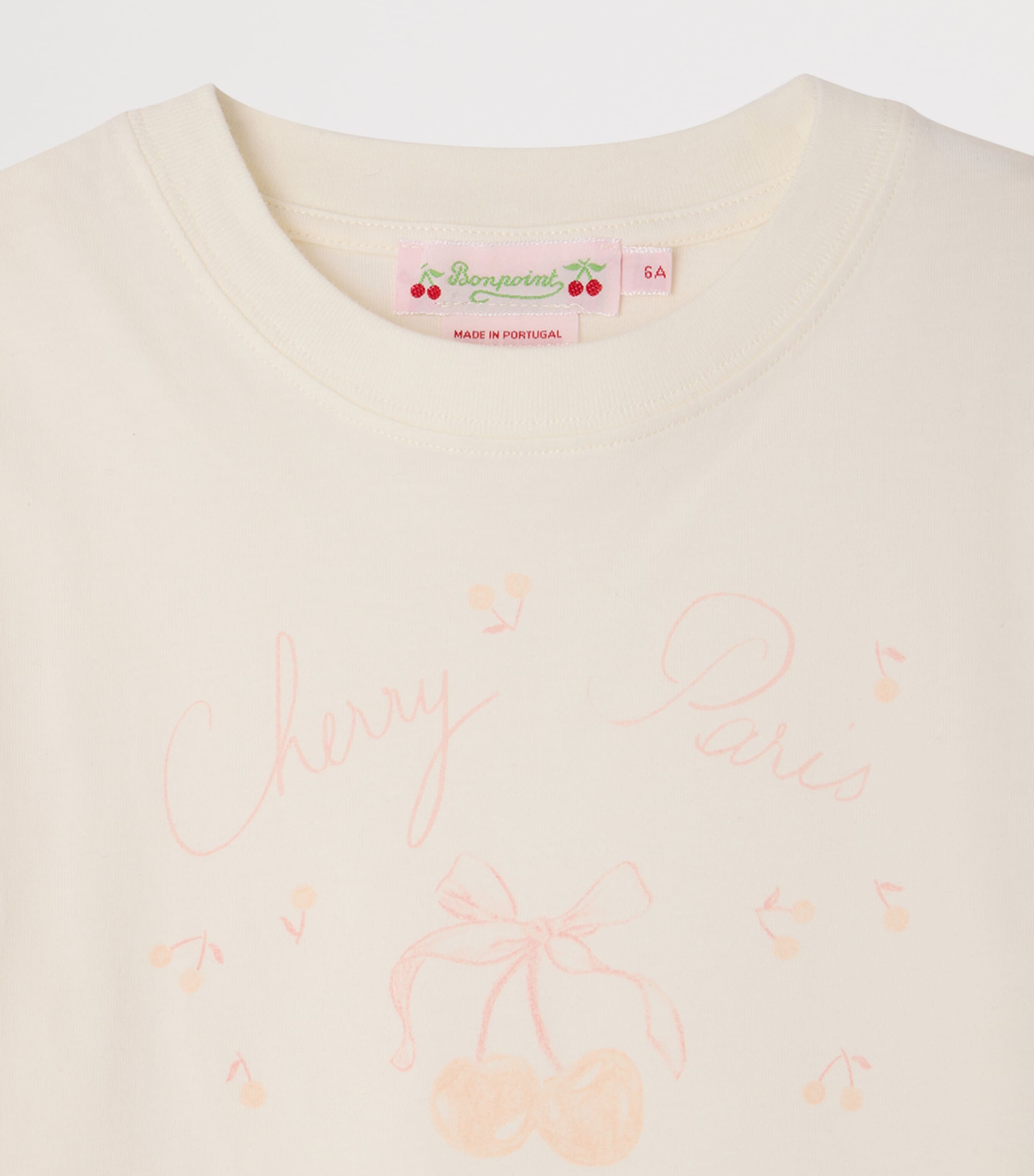 Bonpoint Cotton Cherry T-Shirt (10-14 Years) Upb Blanc Lait Image 3