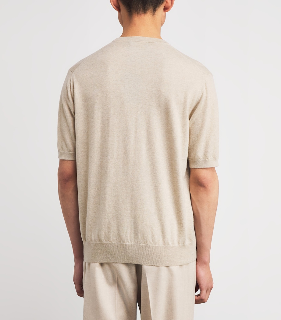 Cashmere Crew-Neck Short-Sleeve Sweater CHAMPAGNE Image 4