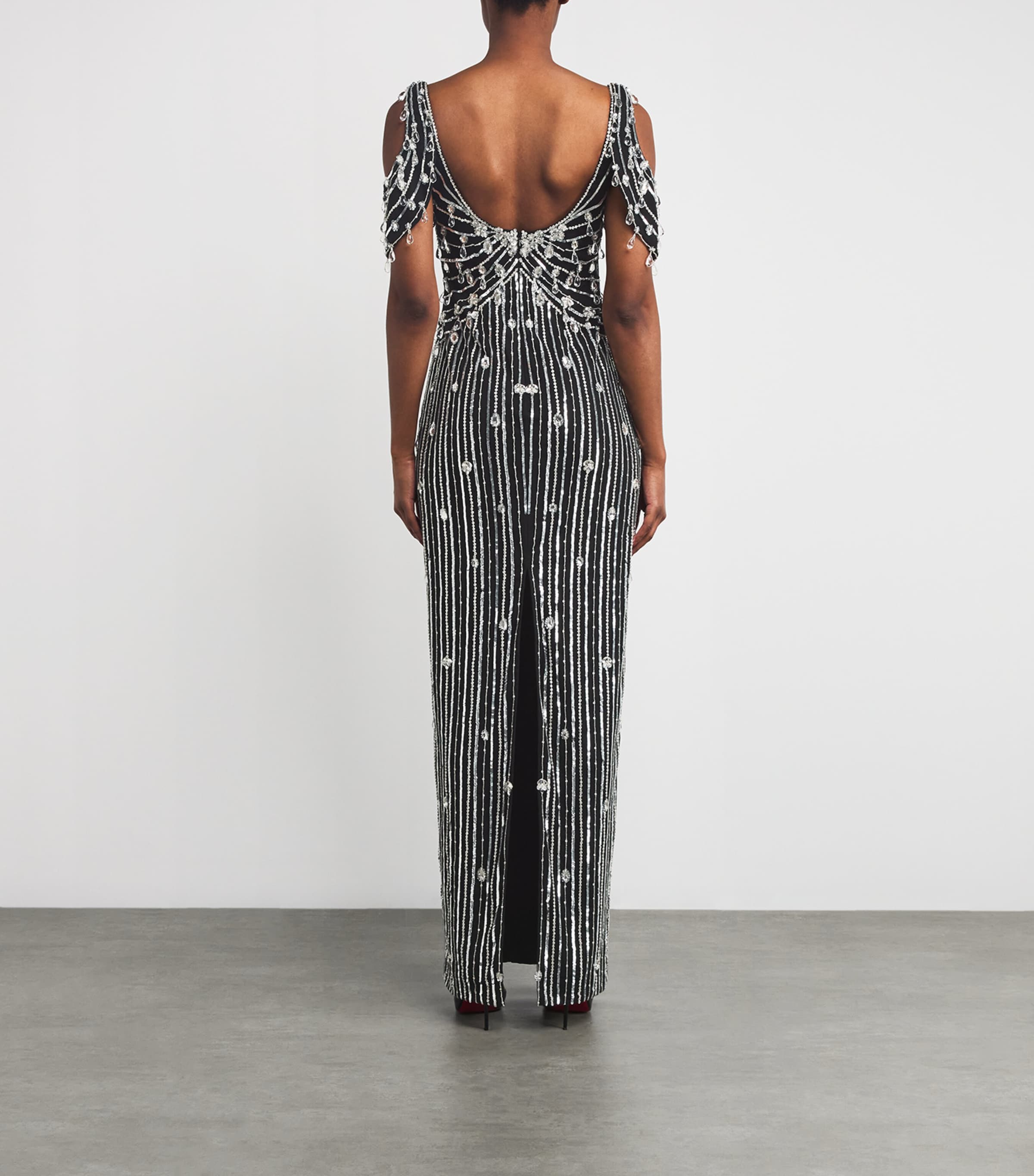 Crystal-Embellished Gown BLACK/SILVER Image 3