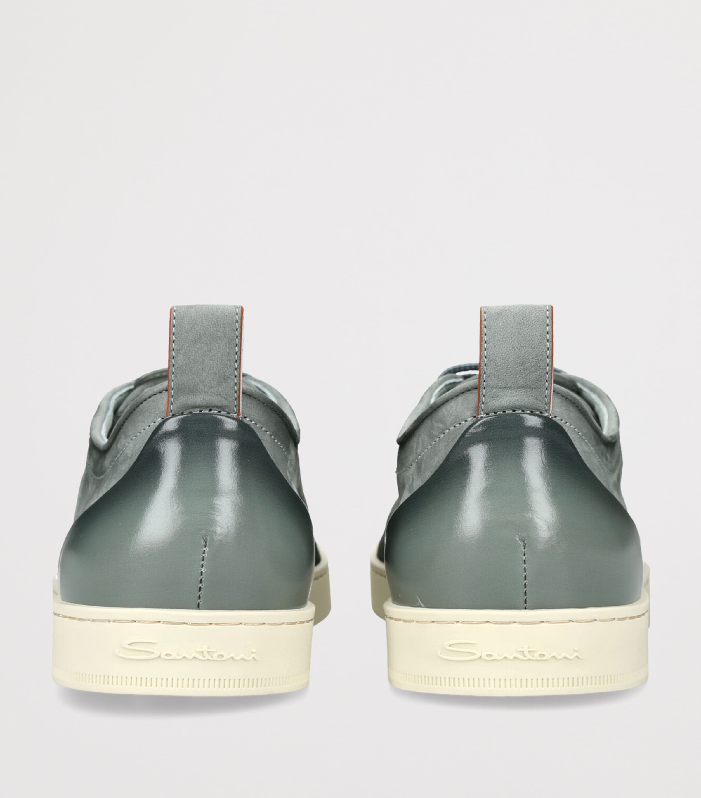 Santoni Leather Montecarlo Sneakers Pale Blue Image 2