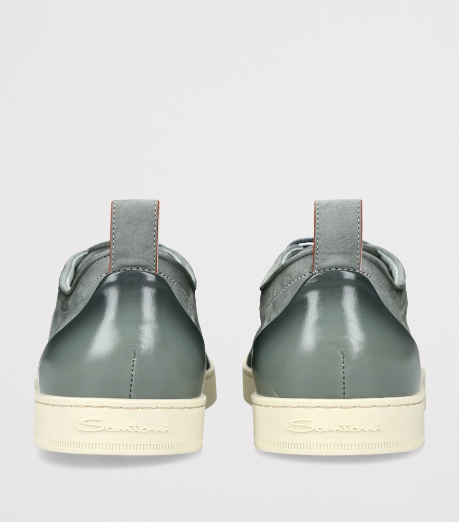 Santoni Leather Montecarlo Sneakers Pale Blue Image 2