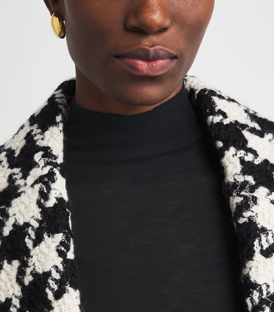 Merino Wool-Cashmere Short-Sleeve Sweater BLACK Image 6