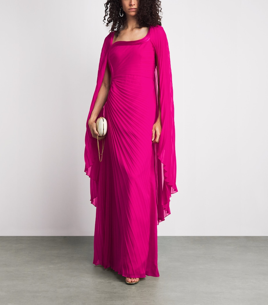 Gaurav Gupta Womens Pleated Cape Freya Gown French Fuschia Image 2
