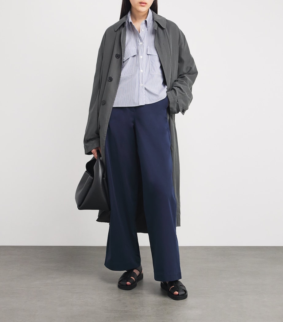 Cotton Wide-Leg Trousers NAVY Image 2