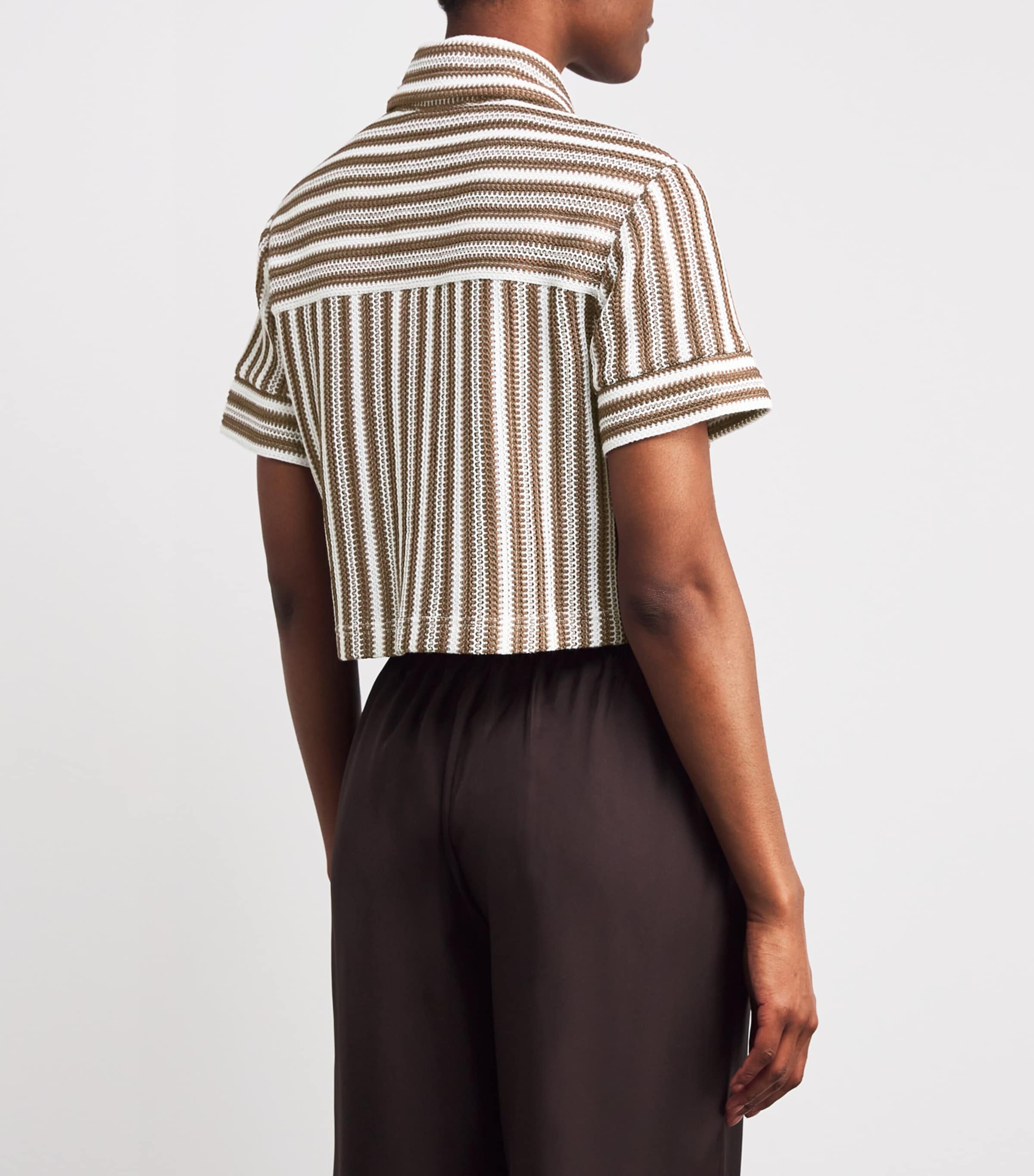 Knitted Stripe Bouvier Shirt W0372 WHITE/BROWN Image 4