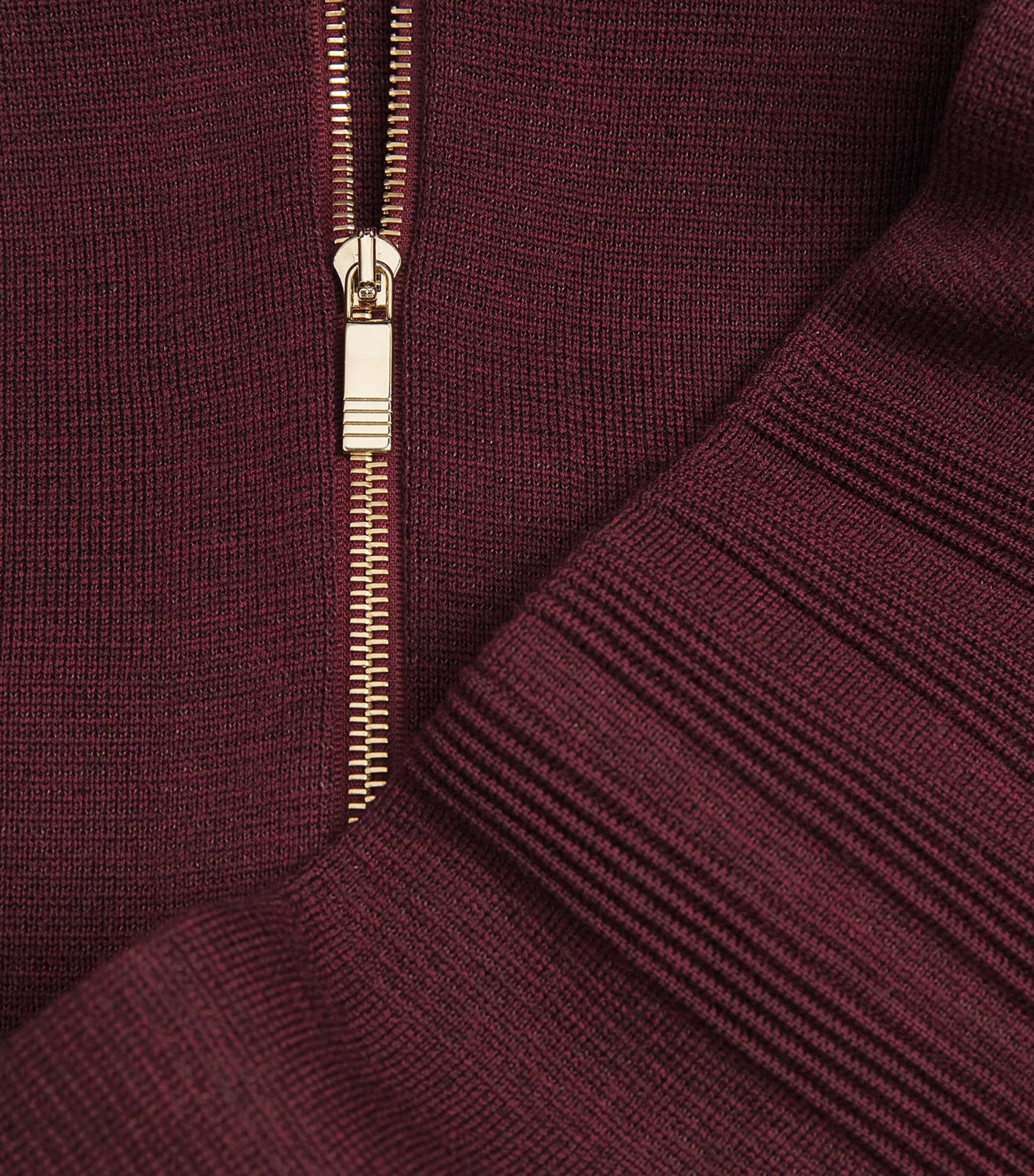 Thom Browne Mens Virgin Wool-Blend Bomber Jacket Burgundy Image 6