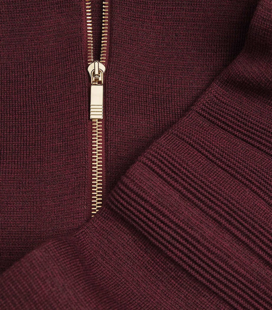Thom Browne Mens Virgin Wool-Blend Bomber Jacket Burgundy Image 6