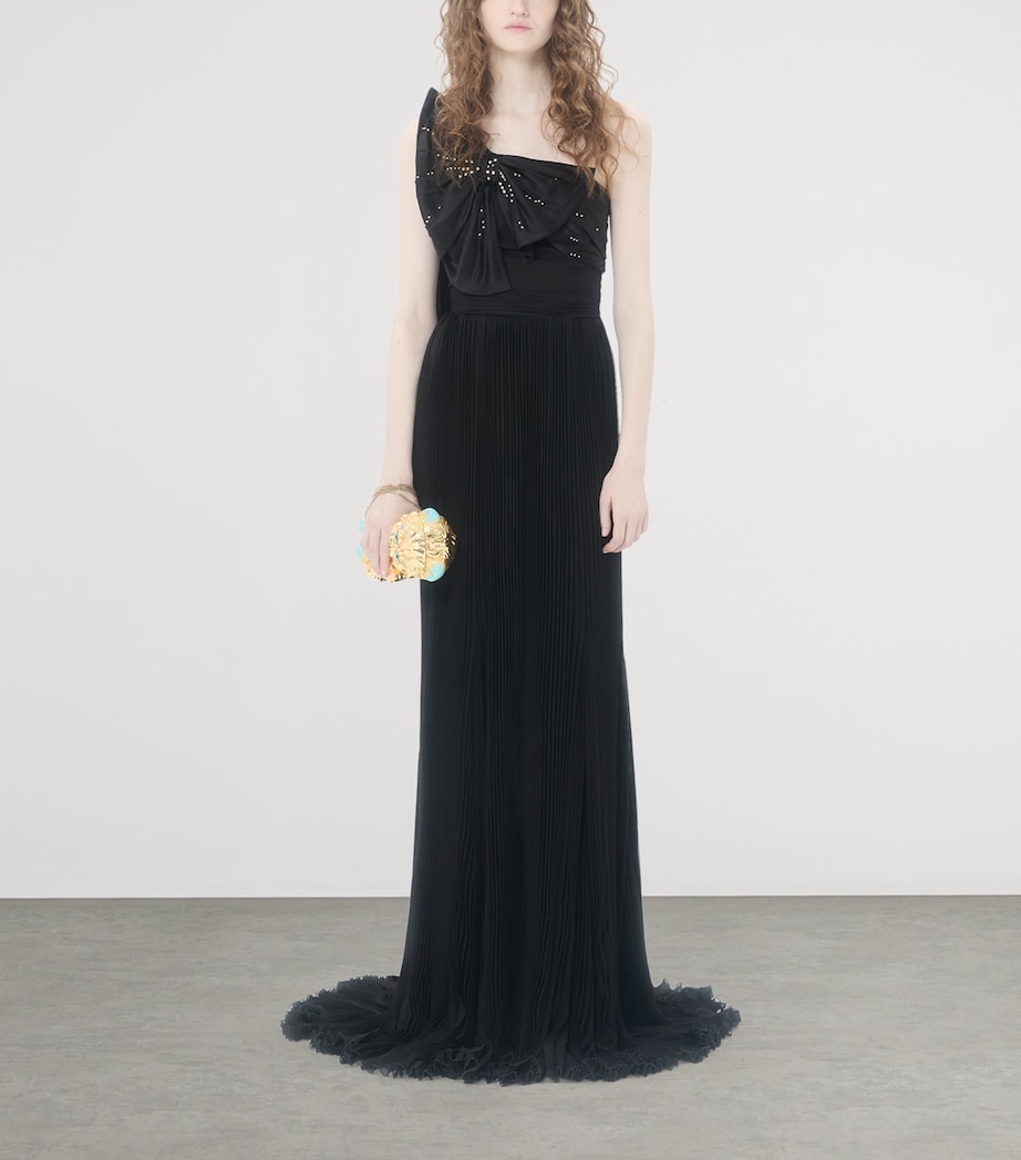 Valentino Womens Silk Pleated Gown Nud Image 5