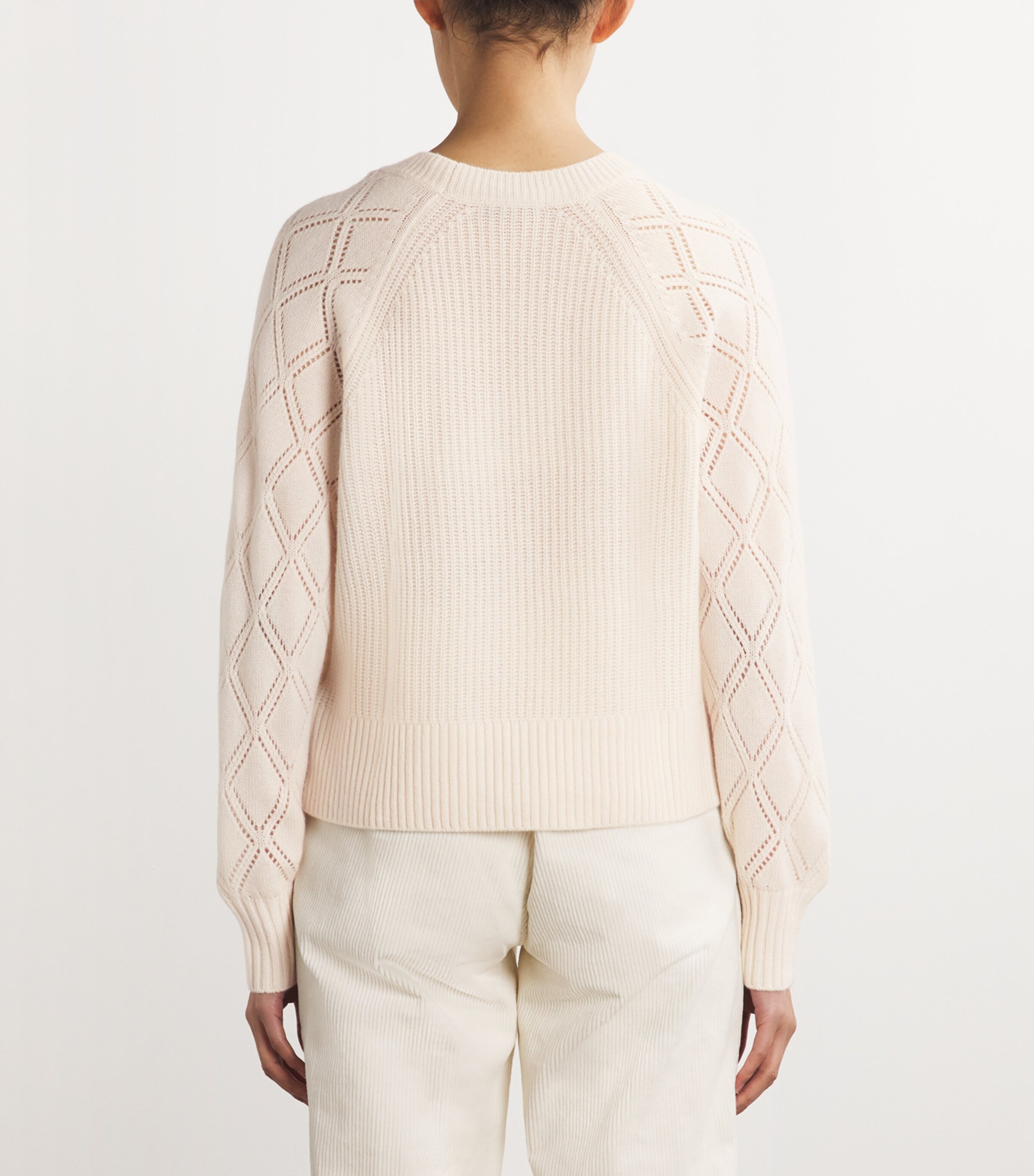 PAIGE Womens Cashmere Pointelle-Sleeve Monserrat Sweater Ivory Image 4
