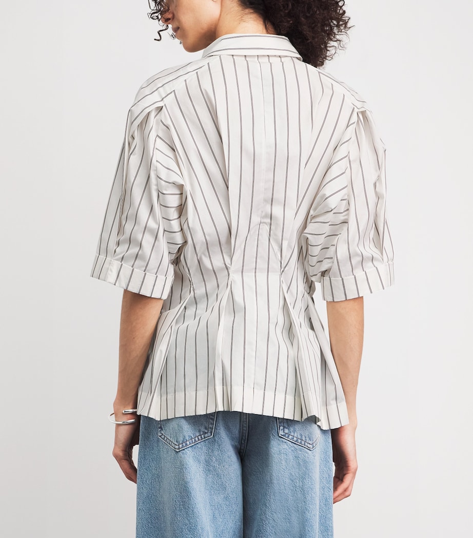Palmer//Harding Womens Cotton Stripe Vessel Shirt Brown Cttn Dbl Strip Image 5