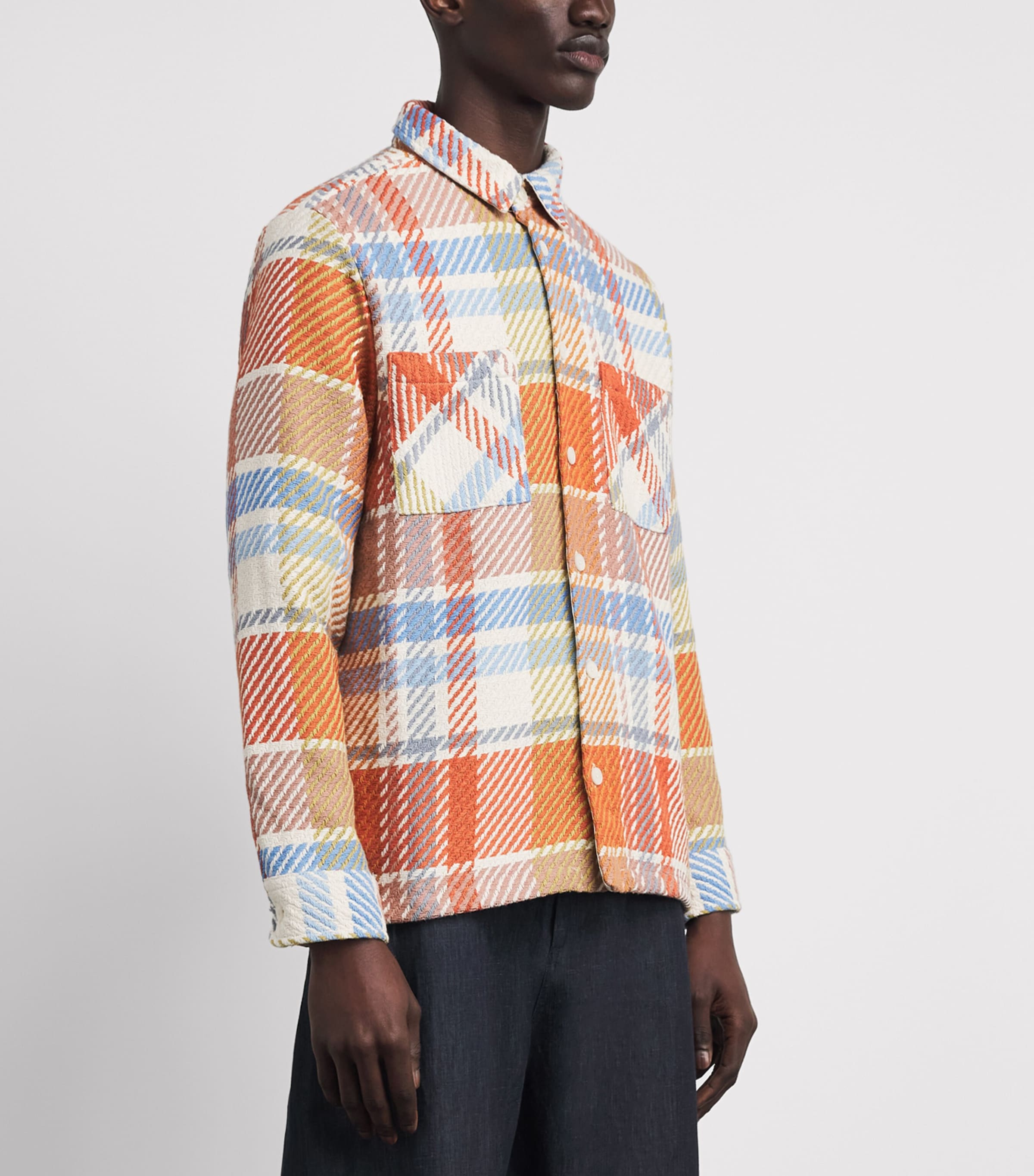 Wax London Mens Cotton-Blend Pike Check Whiting Overshirt Pastel Multi Image 4
