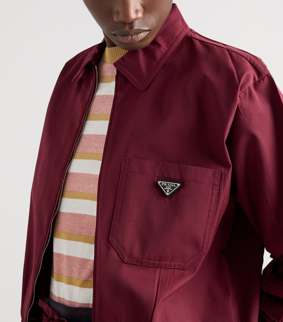 Prada Womens Poplin Logo Jacket Burgundy Image 5