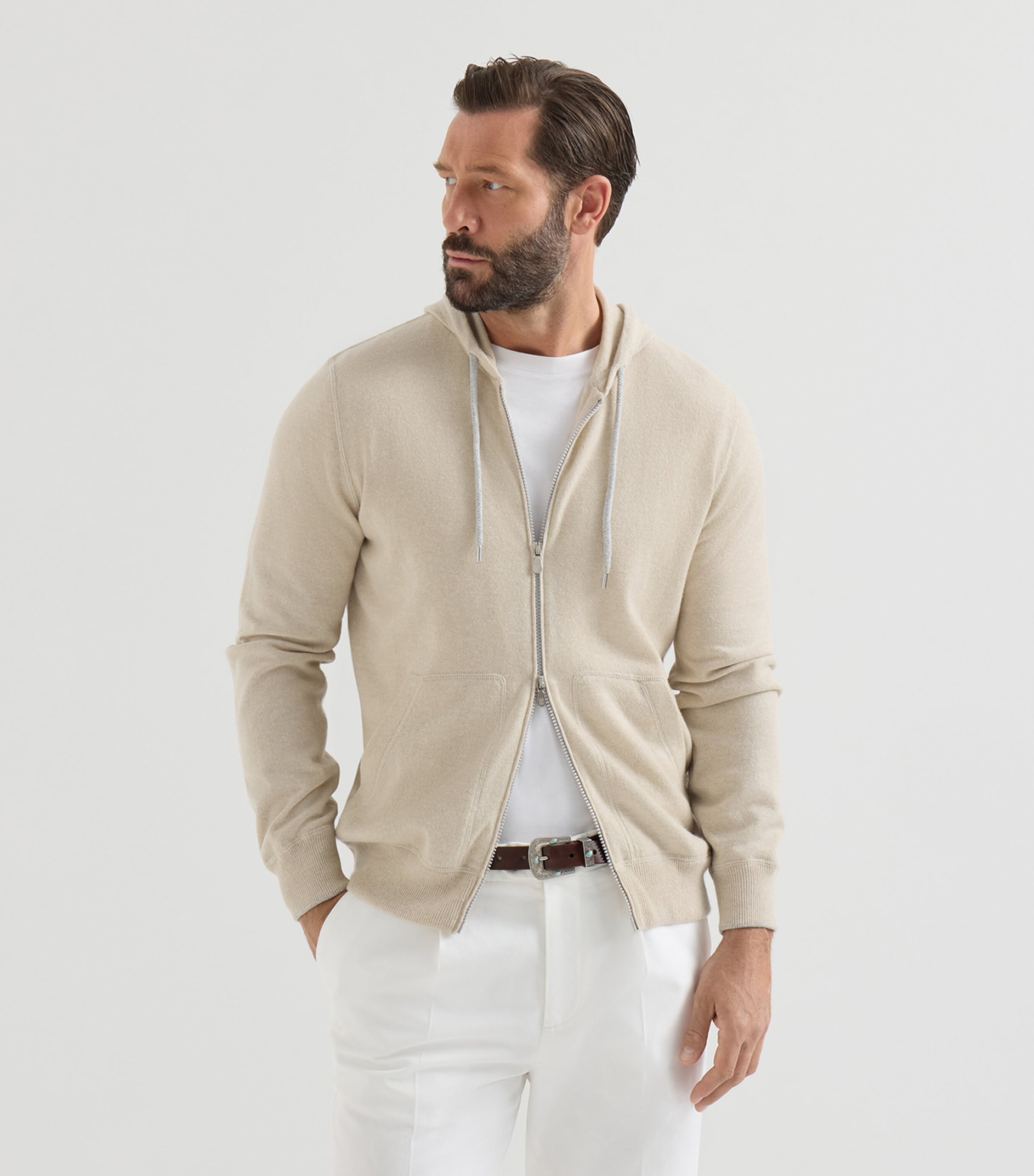 Brunello Cucinelli Mens Cashmere Hooded Cardigan Image 3