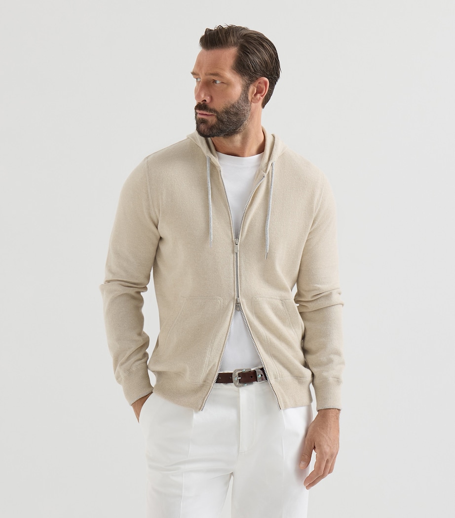 Brunello Cucinelli Mens Cashmere Hooded Cardigan Image 3