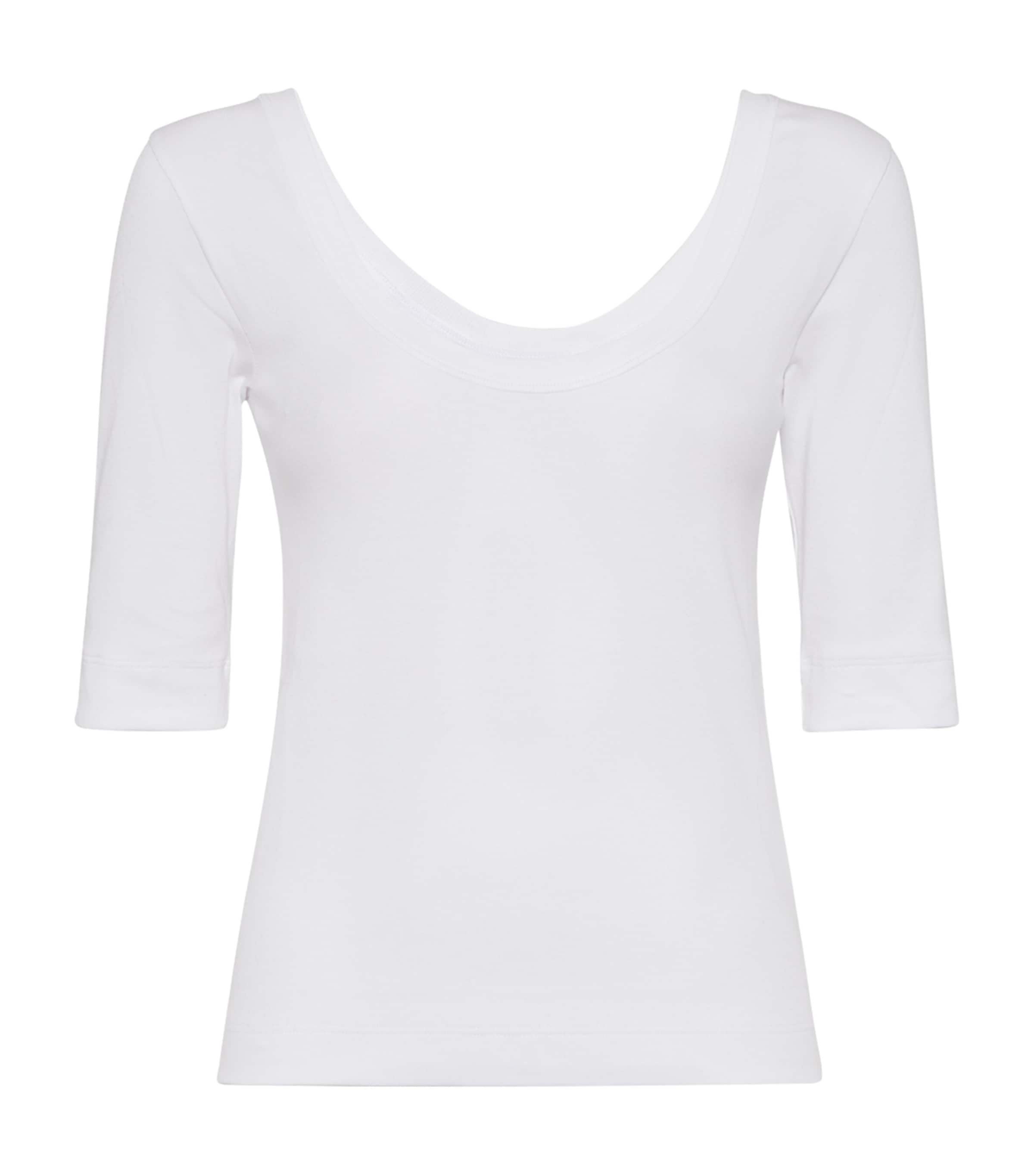 Brunello Cucinelli White U-neck T-shirt With Back Monil Detail In Cotton Woman In White
