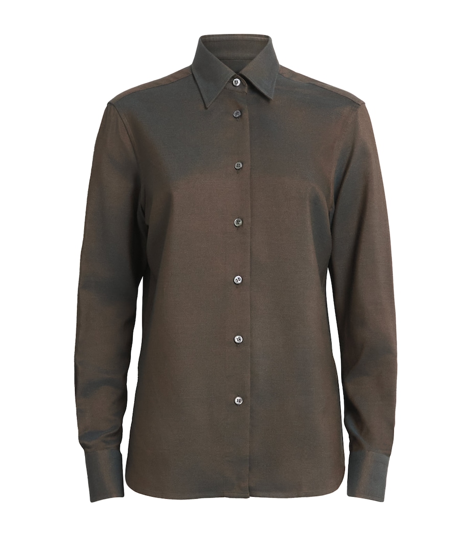 Brioni Womens Silk Button-Up Shirt Image 1