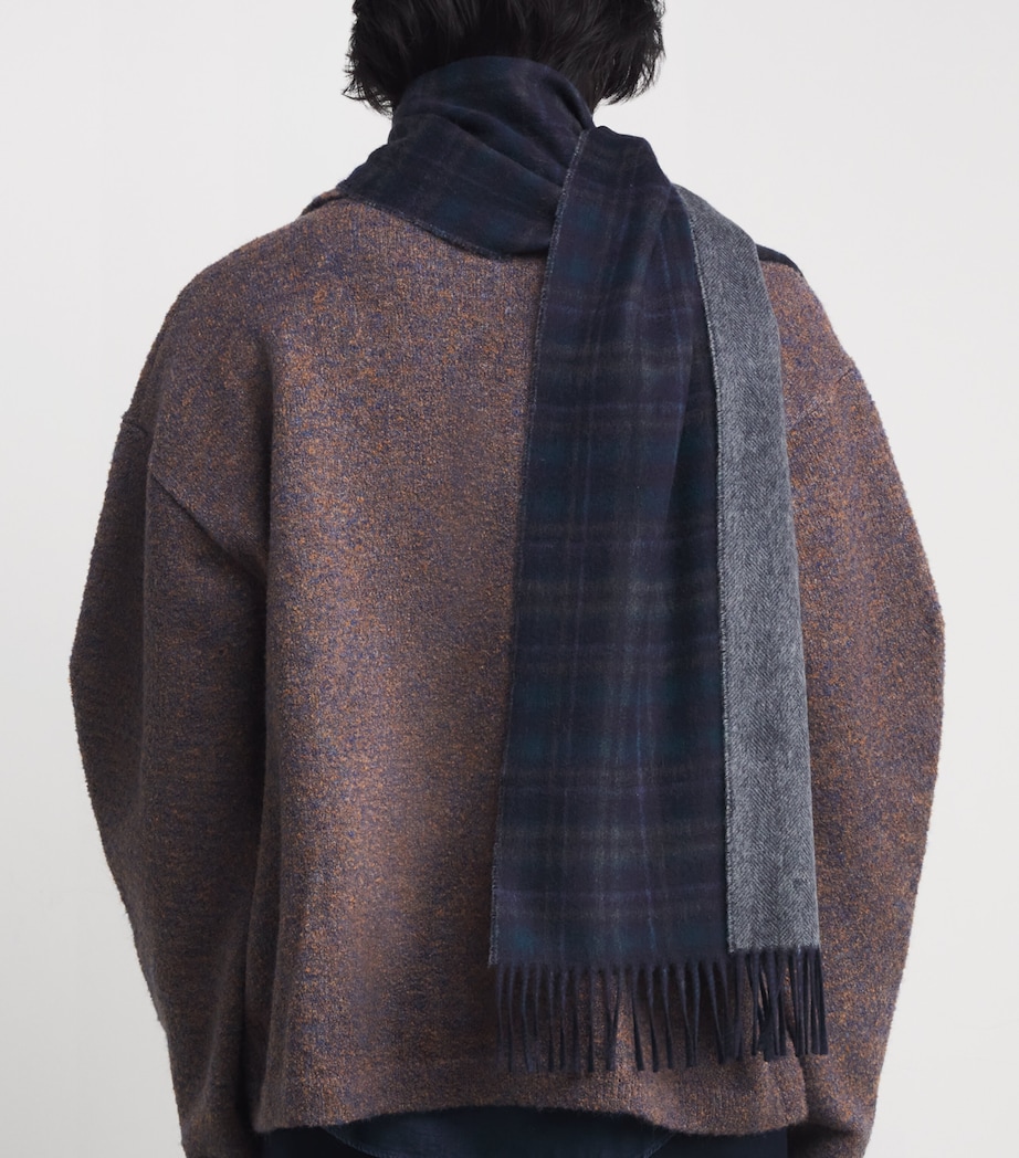 Cashmere Reversible Check Scarf RU7646 TARTAN/HBONE Image 2