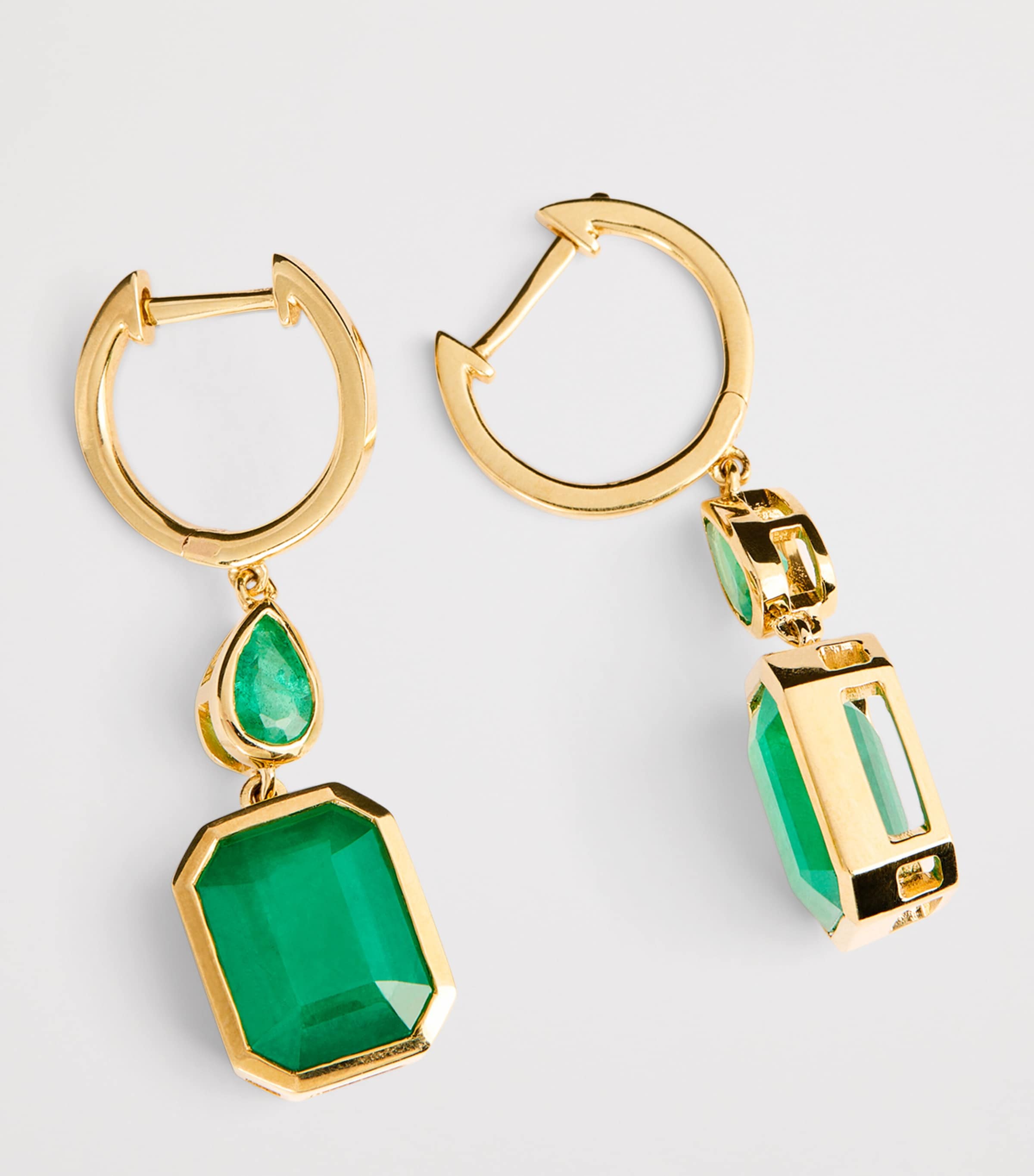 Yellow Gold and Emerald Drop Earrings YELLOW GOLD Image 6