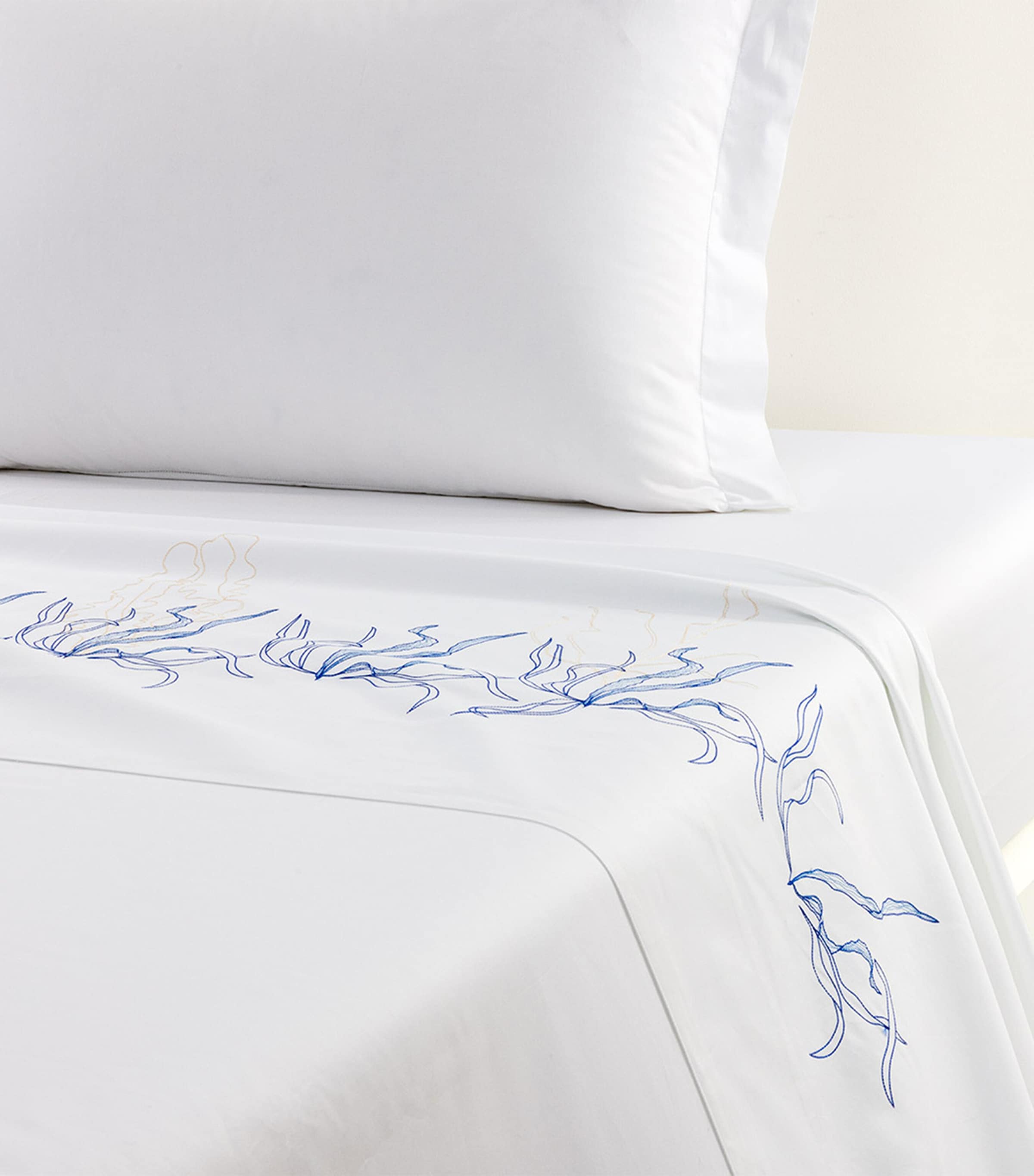 Nautilus Super King Flat Sheet (270cm x 320cm) BLC/BLU Image 2