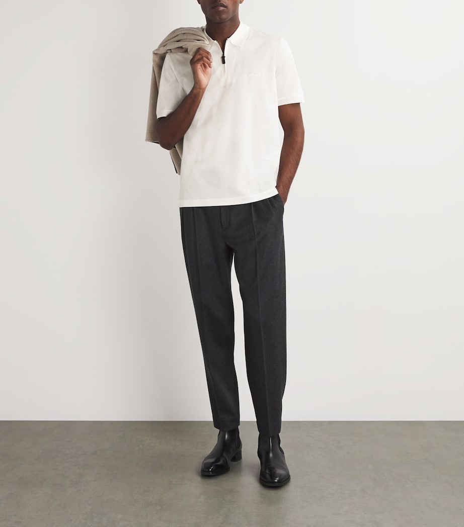 Cotton Zip-Up Polo Shirt Image 2
