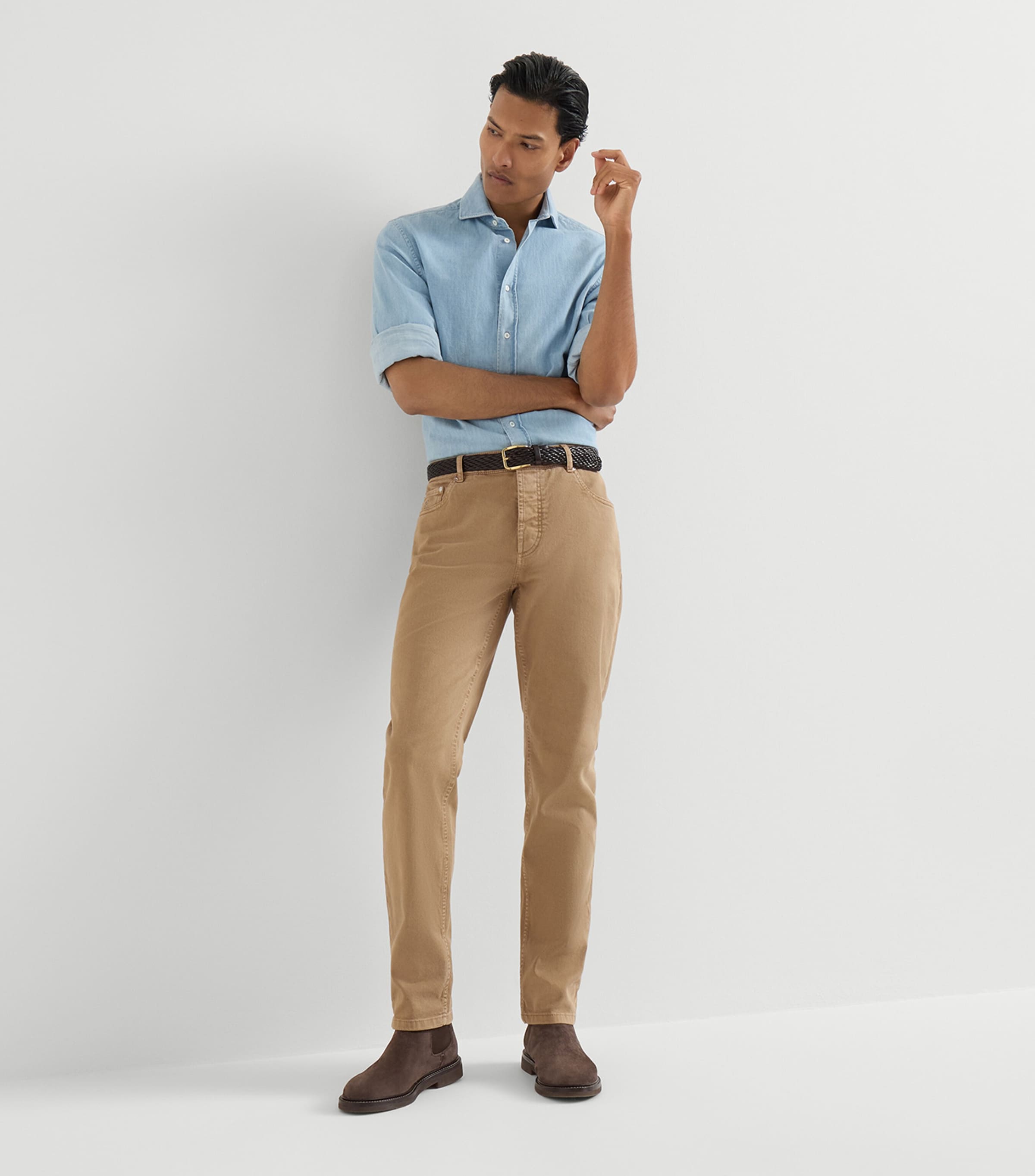Brunello Cucinelli Mens Denim Garment-Dyed Trousers Image 4