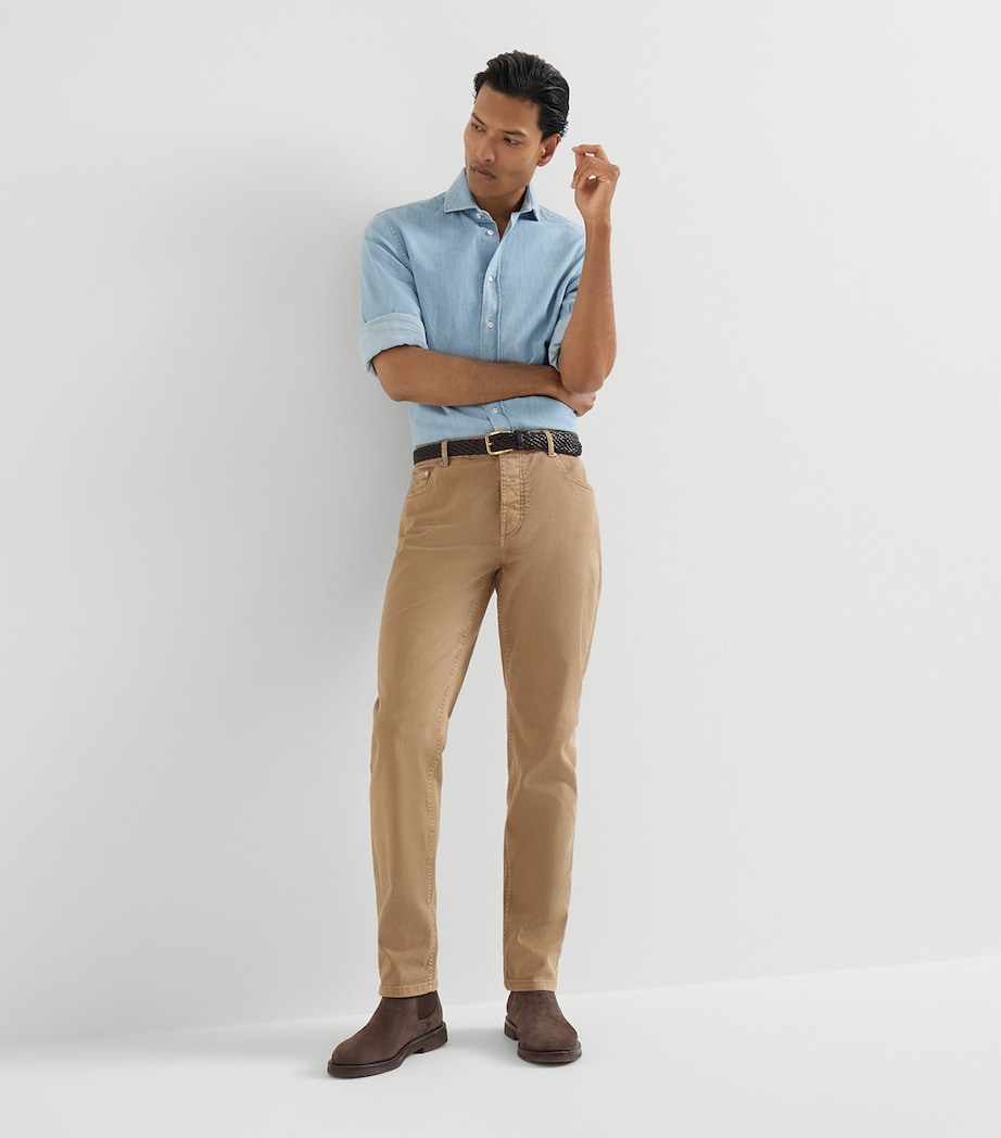 Brunello Cucinelli Mens Denim Garment-Dyed Trousers Image 4