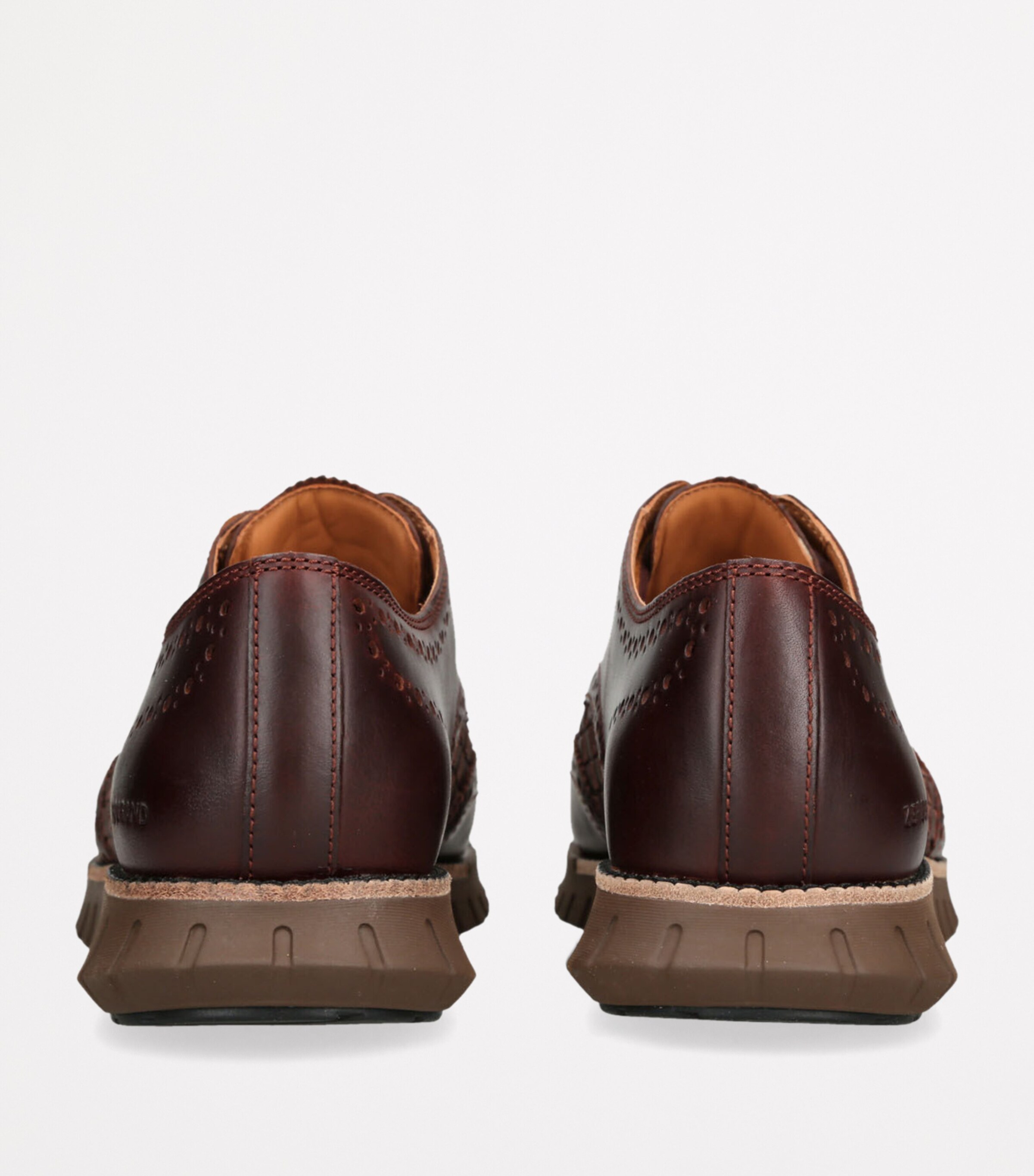 Woven Leather Zerogrand Wingtip Oxford Shoes BROWN/OTH Image 2