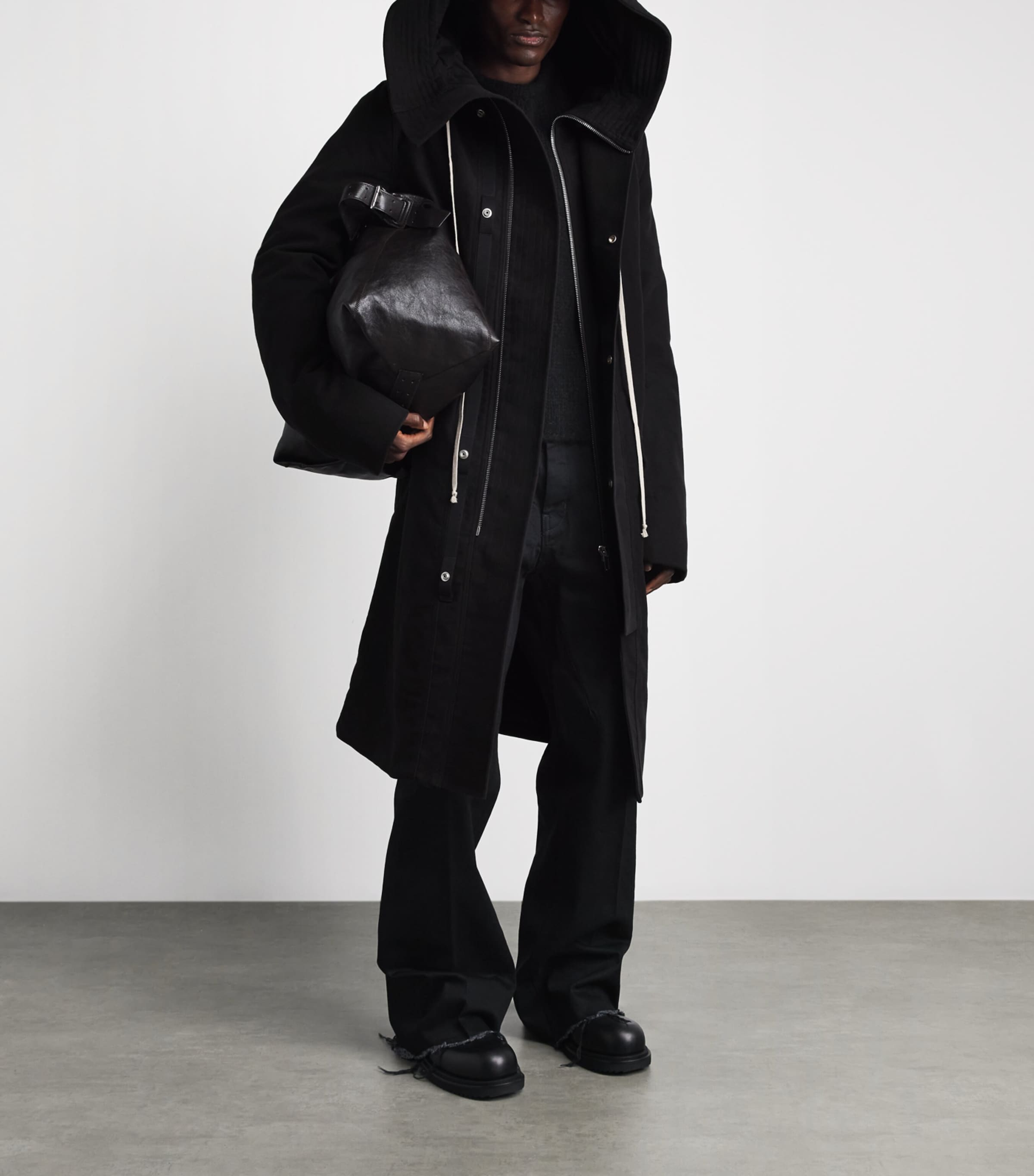 Rick Owens Mens Longline Padded Megaparka Coat Black Image 2