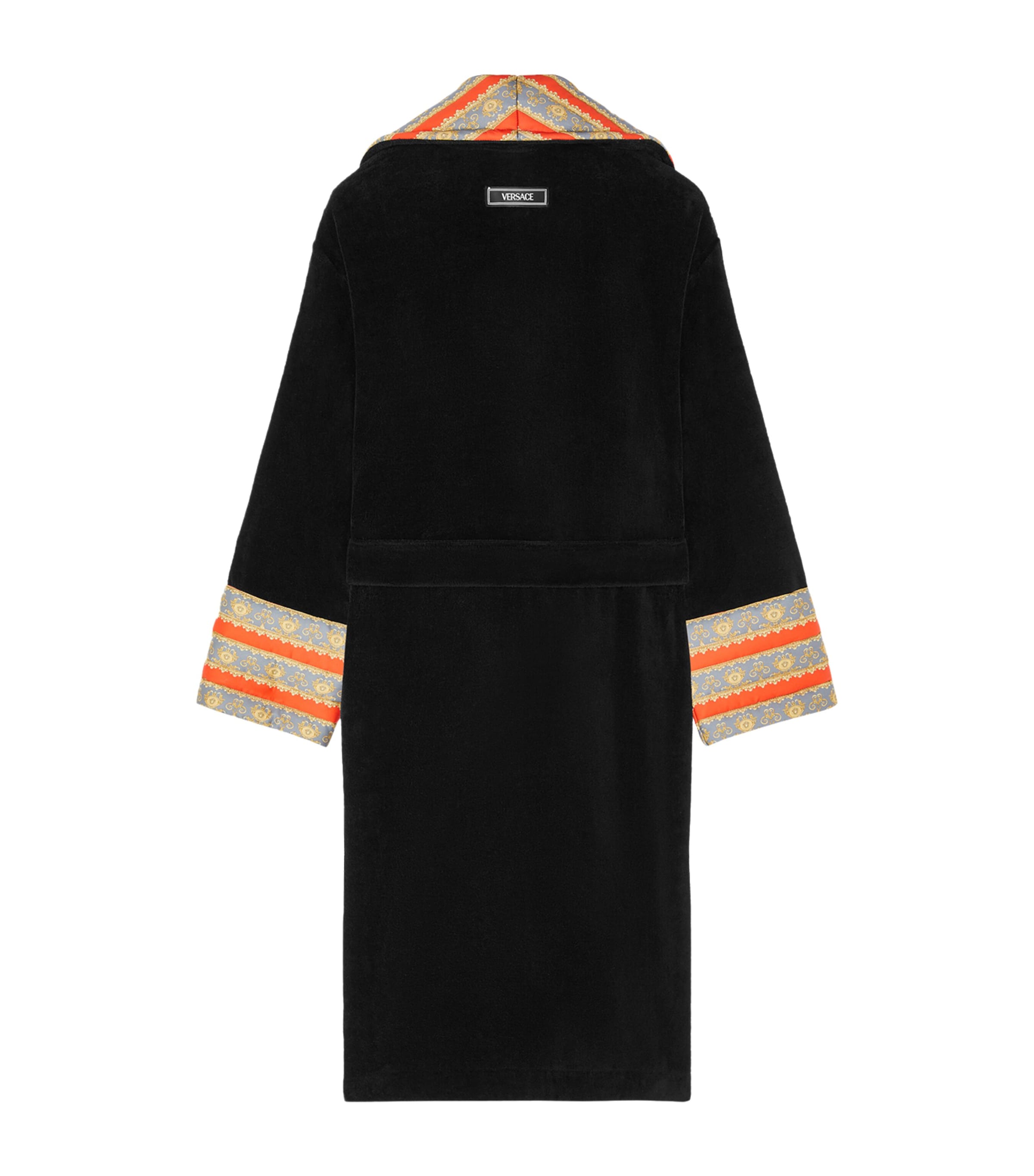 Satin-Trim Terry Robe SCRLT/ELEPHNT GREY Image 2