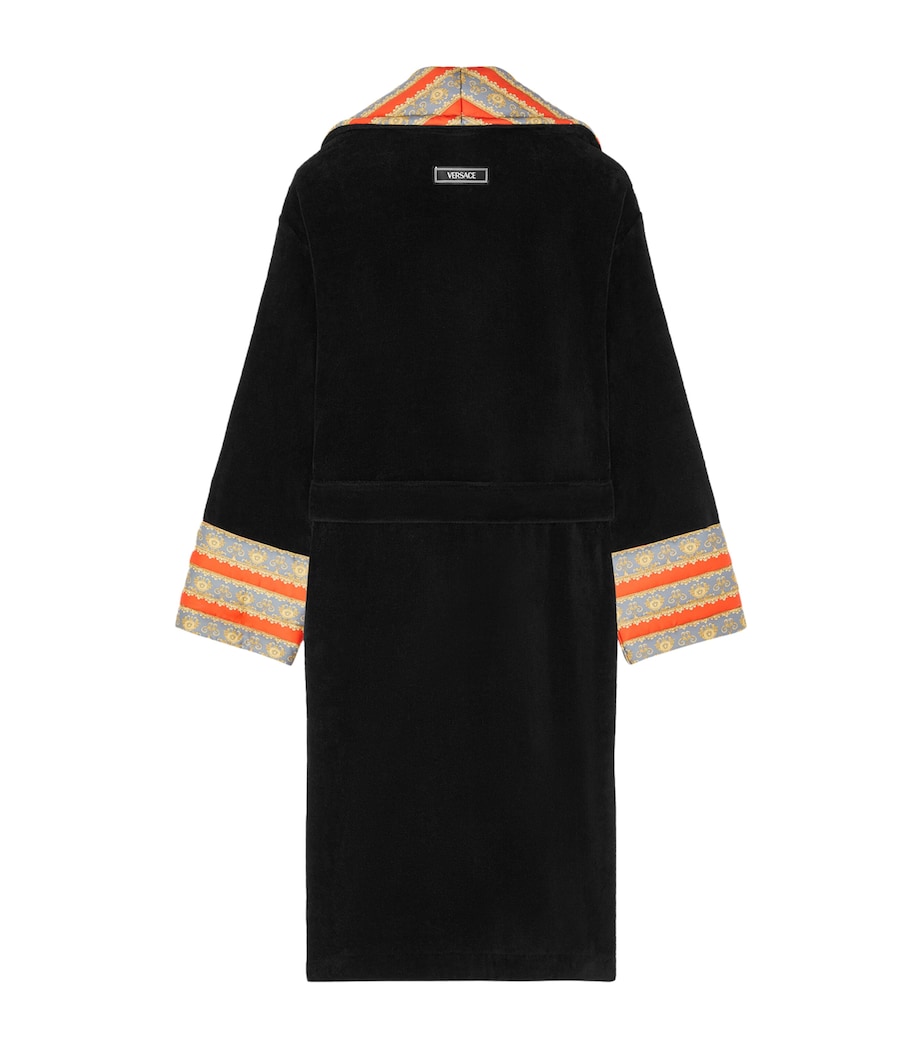 Satin-Trim Terry Robe SCRLT/ELEPHNT GREY Image 2