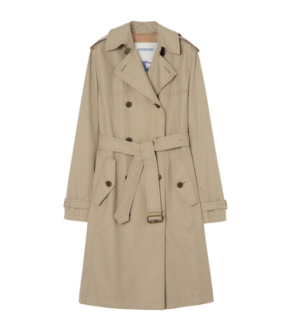 Burberry Tropical Gabardine Foxfield Long Trench Coat Saltmarsh Beige