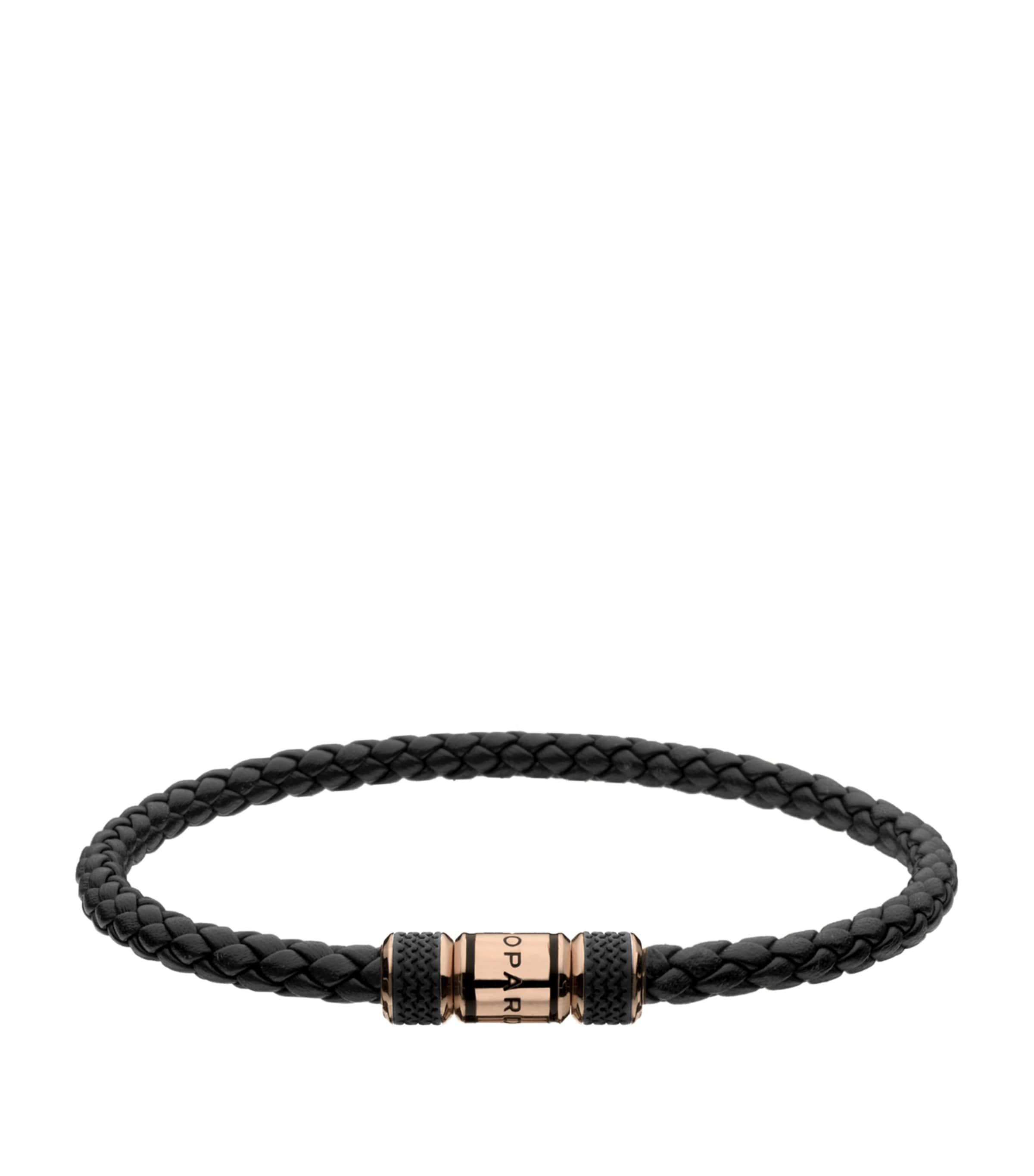 Chopard Leather And Rose Gold Classic Racing Bracelet In Black