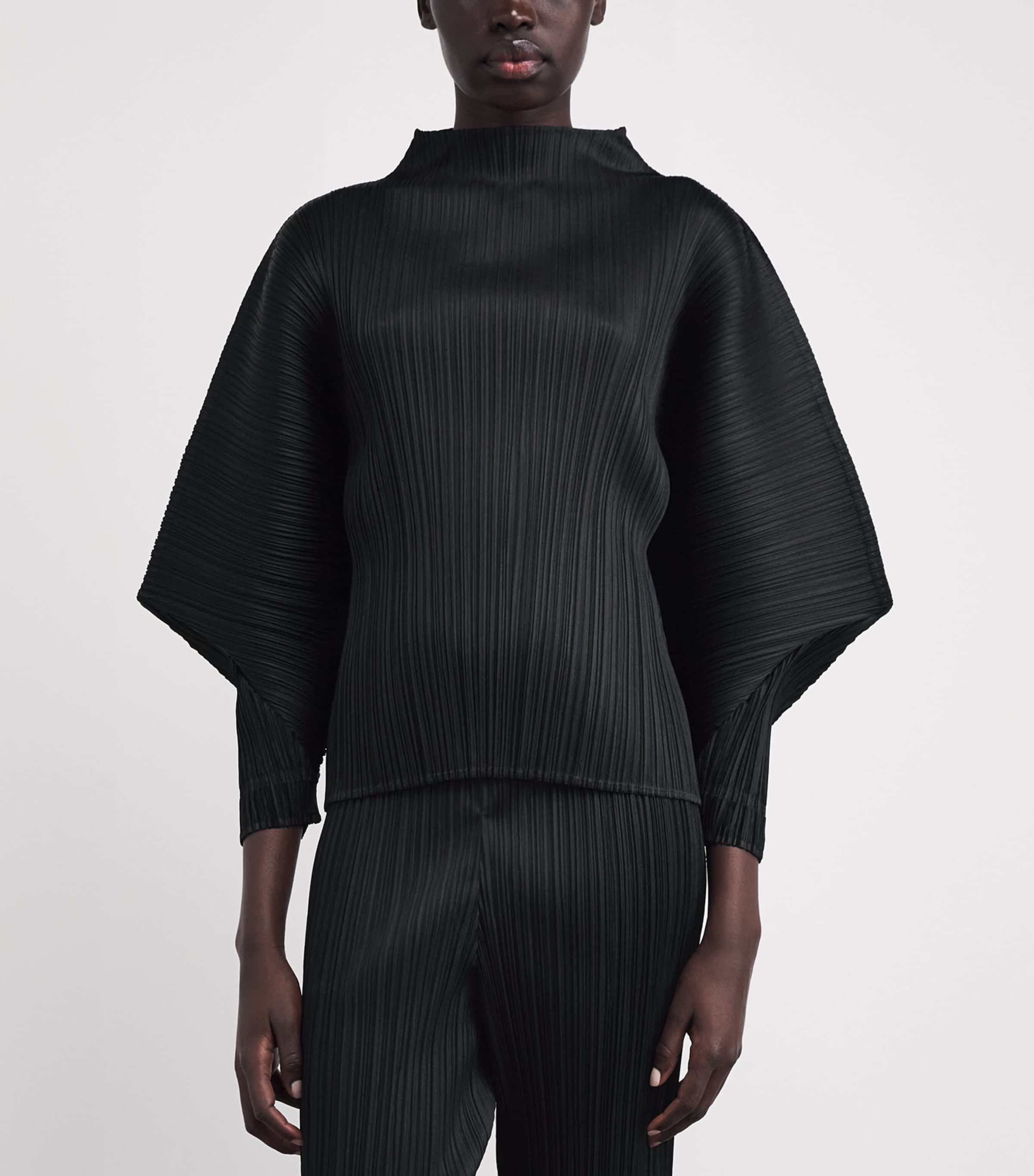 PLEATS PLEASE ISSEY MIYAKE ブラック大きなサイズ4 Pleats Please Issey Miyake プリーツ シングルコート | ブラック